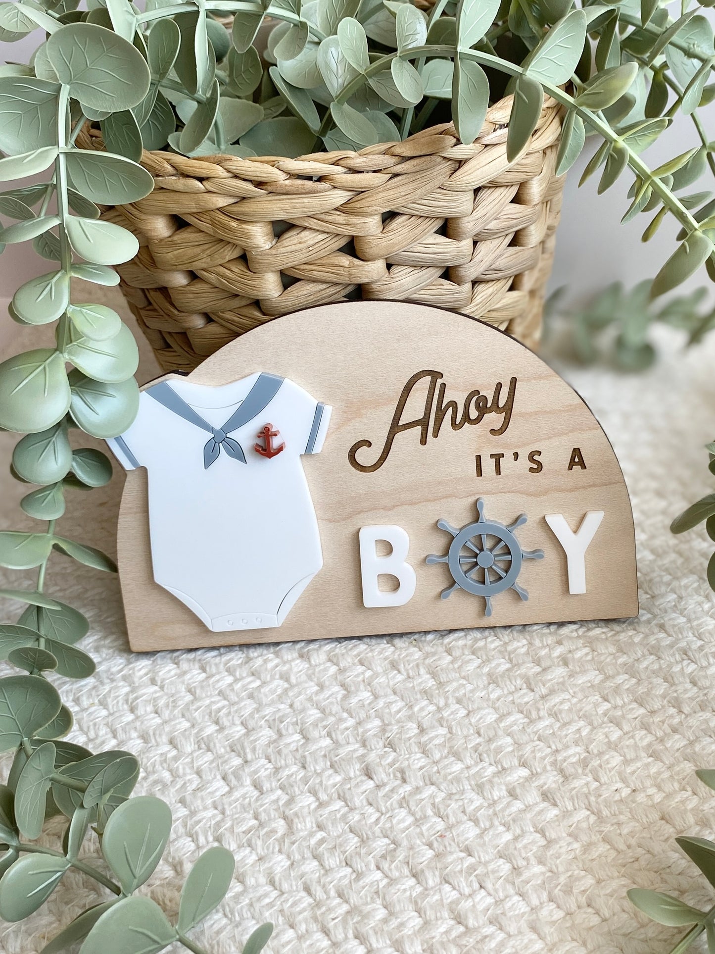 Ahoy It’s a Boy Sign | Nautical Baby Shower Decor | Sailor Gender Reveal Sign | Baby Boy Nursery Decor