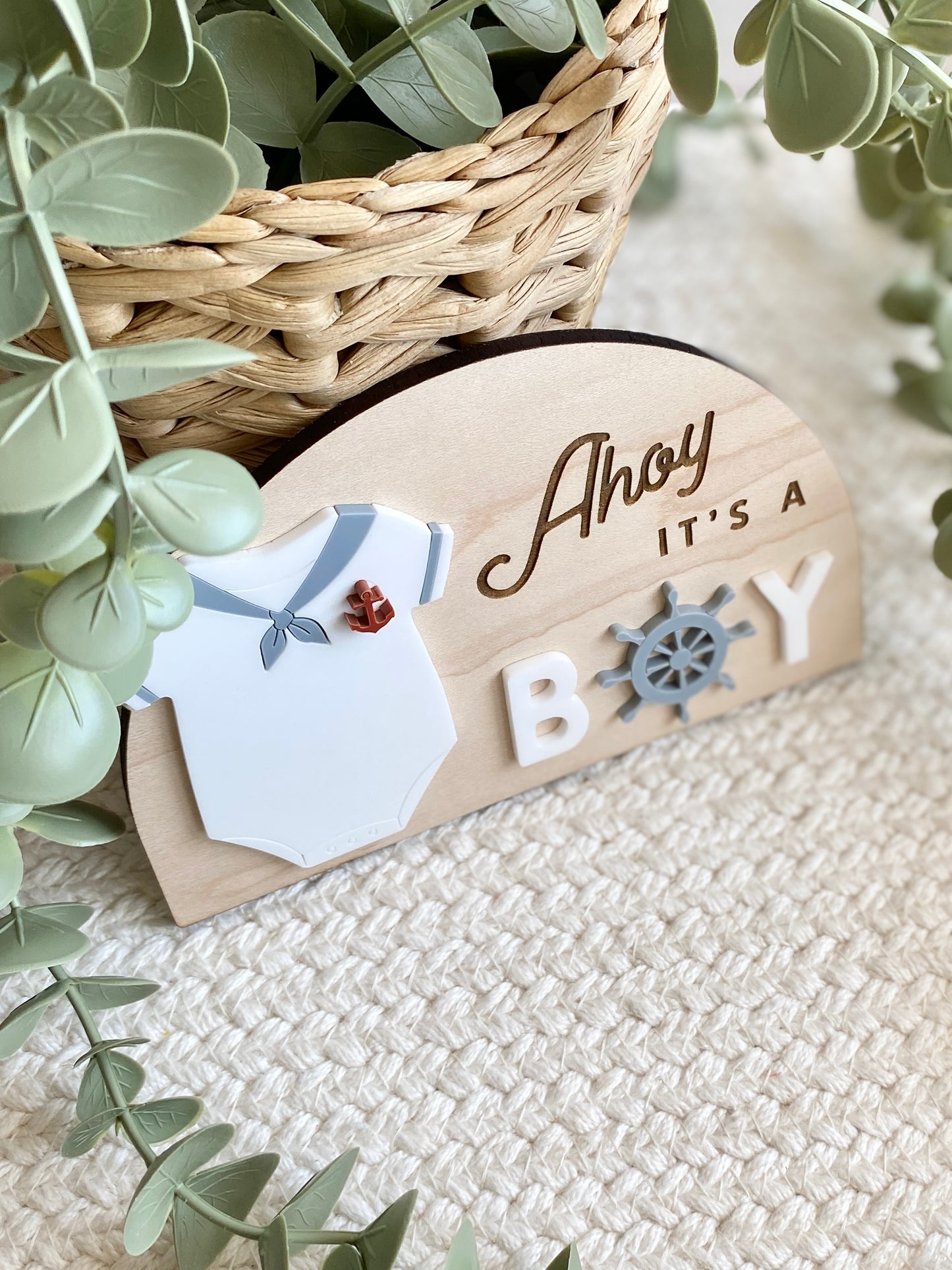 Ahoy It’s a Boy Sign | Nautical Baby Shower Decor | Sailor Gender Reveal Sign | Baby Boy Nursery Decor