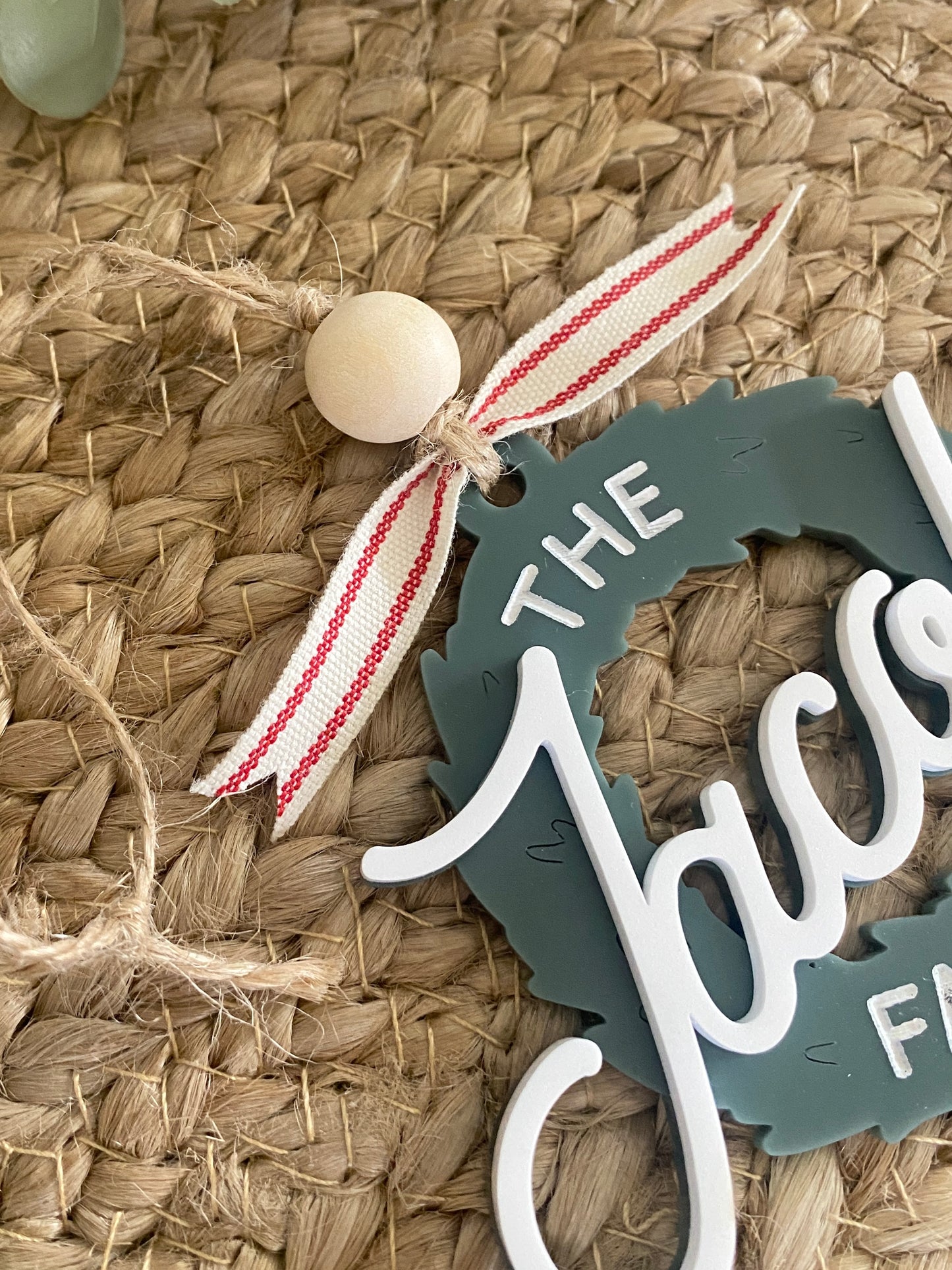 Retro Family Christmas Wreath Ornament