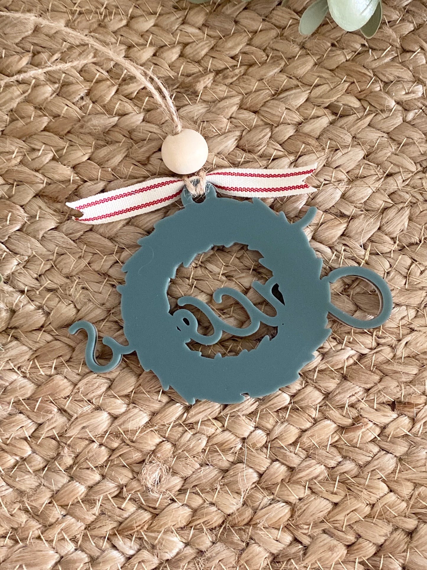 Retro Family Christmas Wreath Ornament