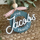 Retro Family Christmas Wreath Ornament