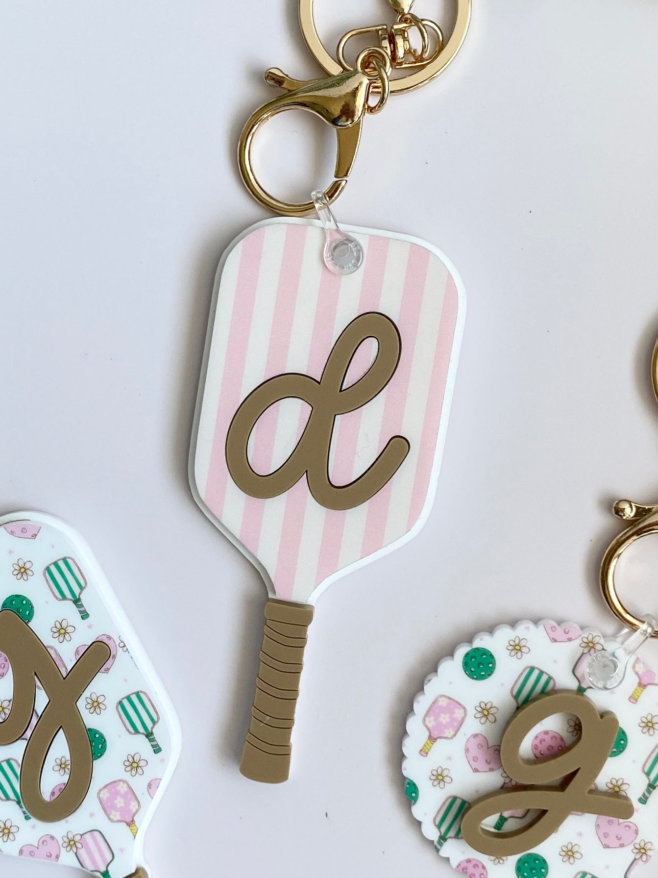 Personalized Pickleball Bag Charm | Custom Initial Keychain | Cute Pickleball Gift for Girls, Teams & Players