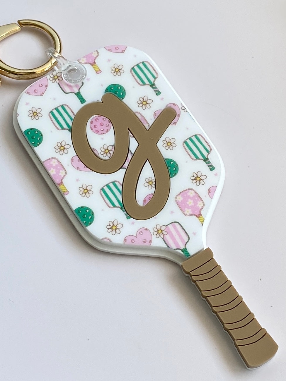 Personalized Pickleball Bag Charm | Custom Initial Keychain | Cute Pickleball Gift for Girls, Teams & Players