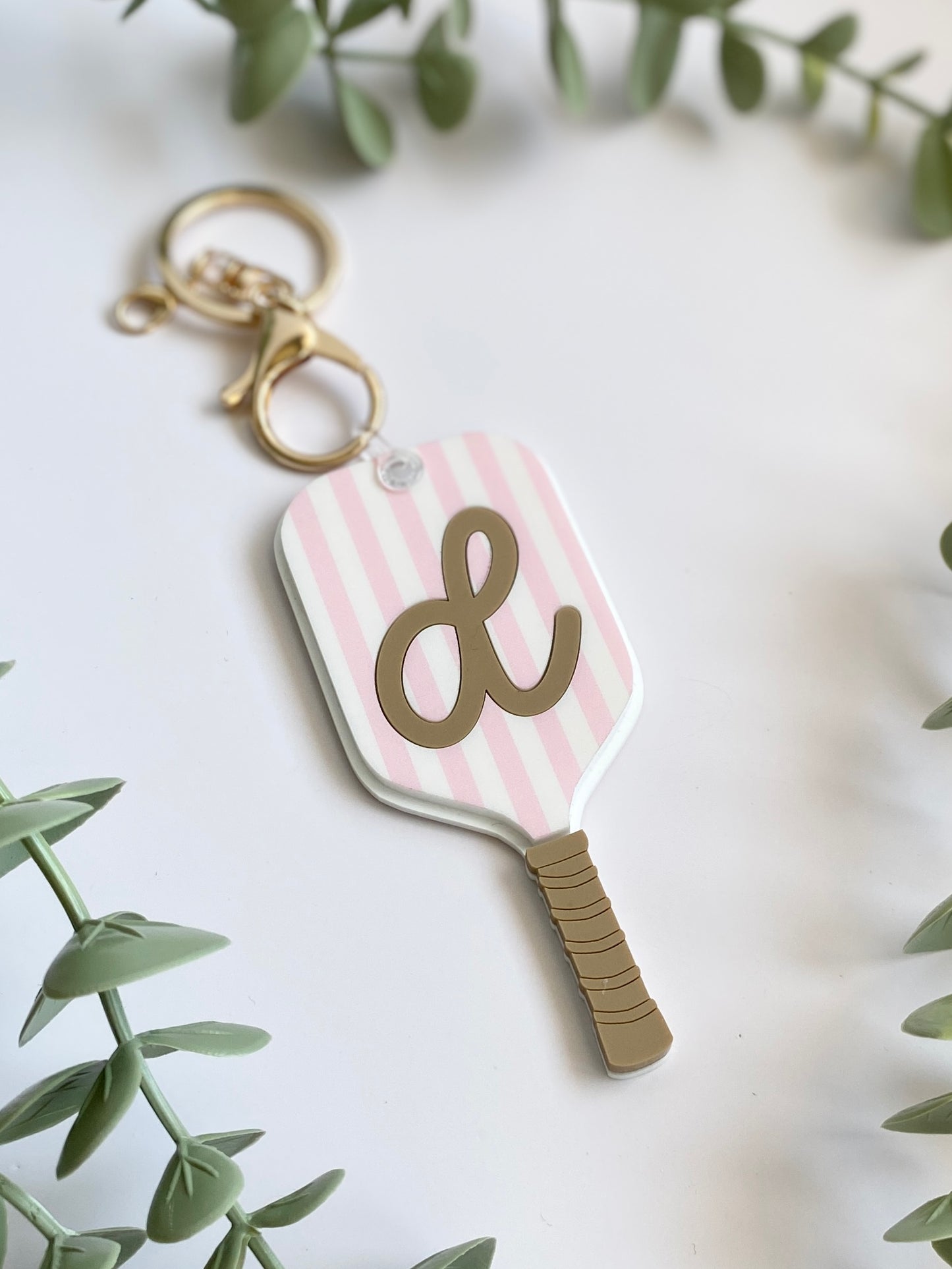Personalized Pickleball Bag Charm | Custom Initial Keychain | Cute Pickleball Gift for Girls, Teams & Players
