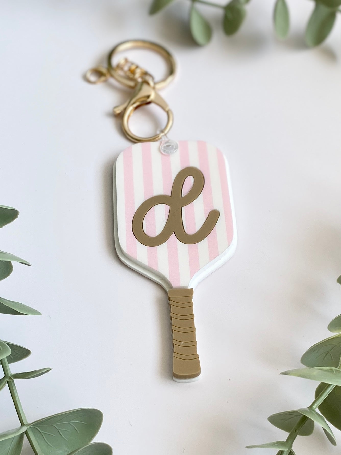 Personalized Pickleball Bag Charm | Custom Initial Keychain | Cute Pickleball Gift for Girls, Teams & Players