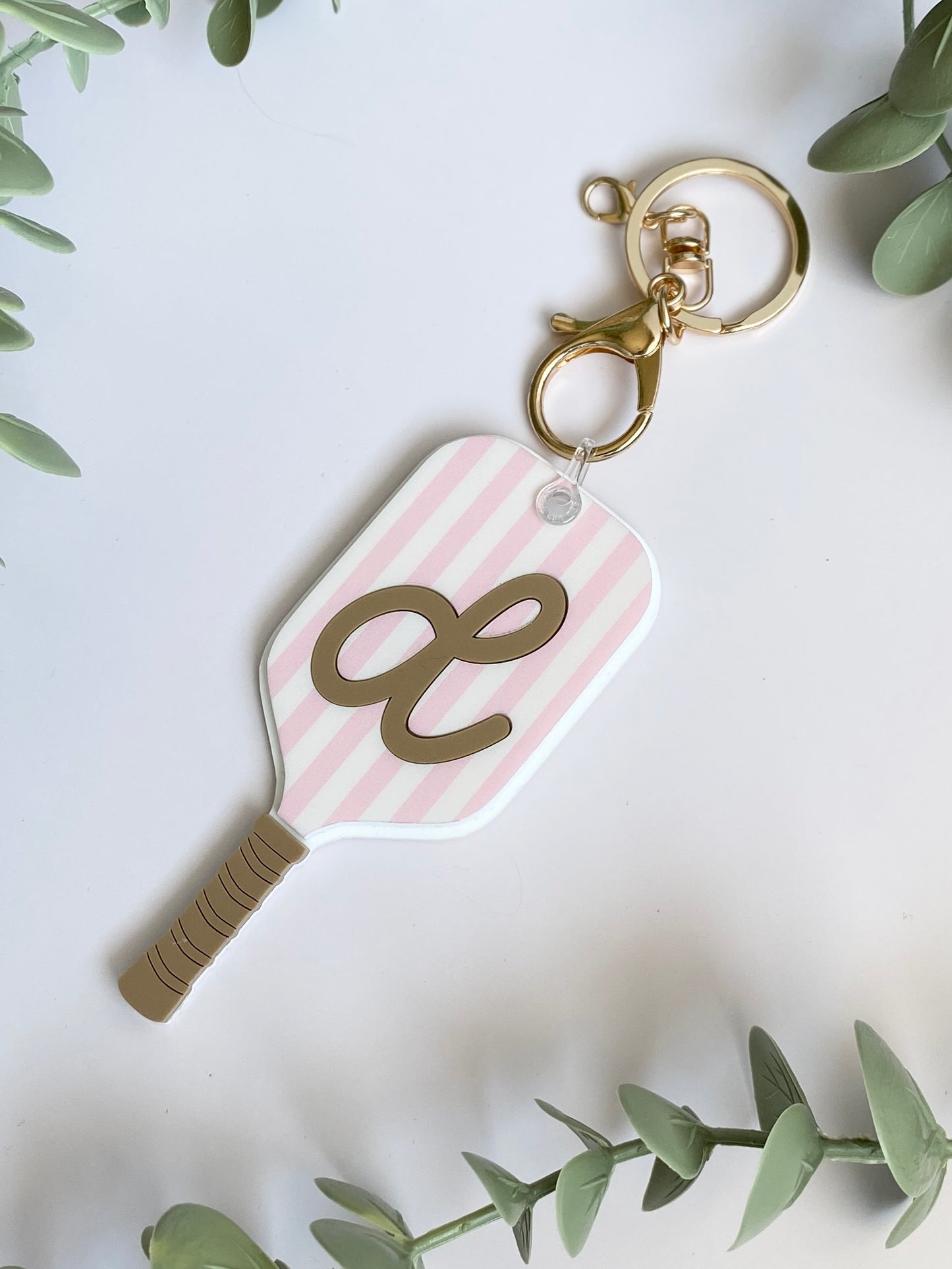 Personalized Pickleball Bag Charm | Custom Initial Keychain | Cute Pickleball Gift for Girls, Teams & Players