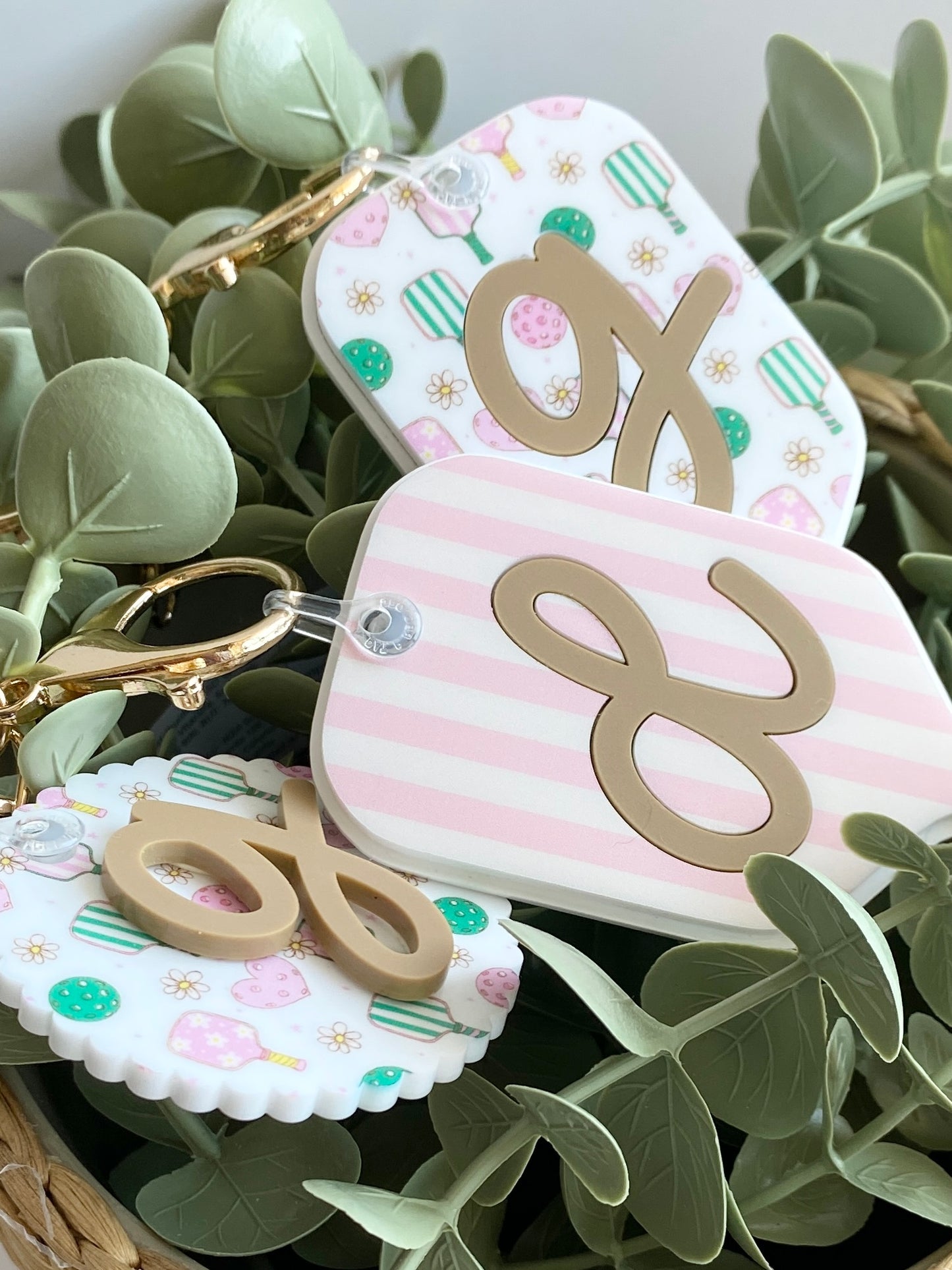 Personalized Pickleball Bag Charm | Custom Initial Keychain | Cute Pickleball Gift for Girls, Teams & Players