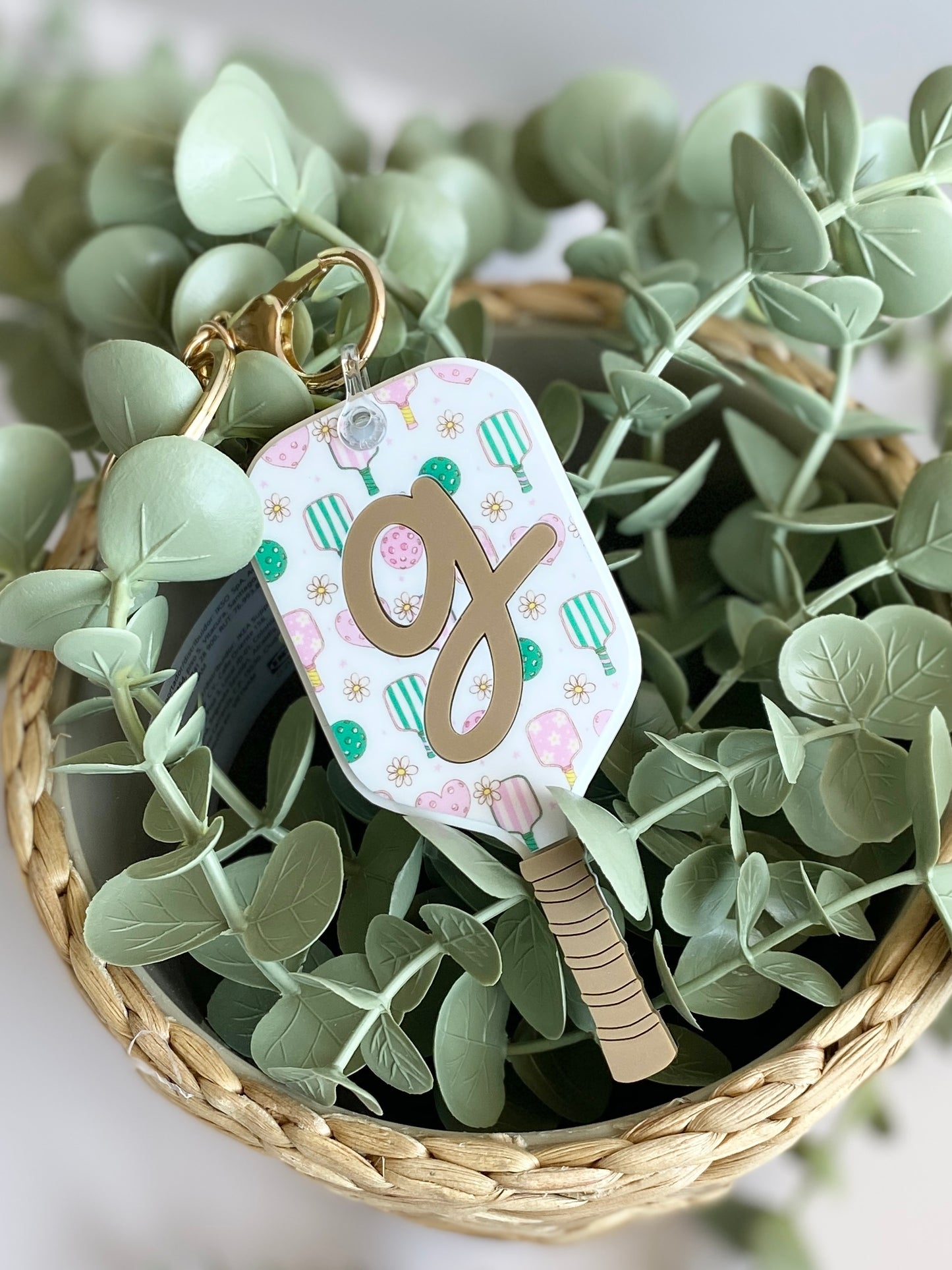 Personalized Pickleball Bag Charm | Custom Initial Keychain | Cute Pickleball Gift for Girls, Teams & Players
