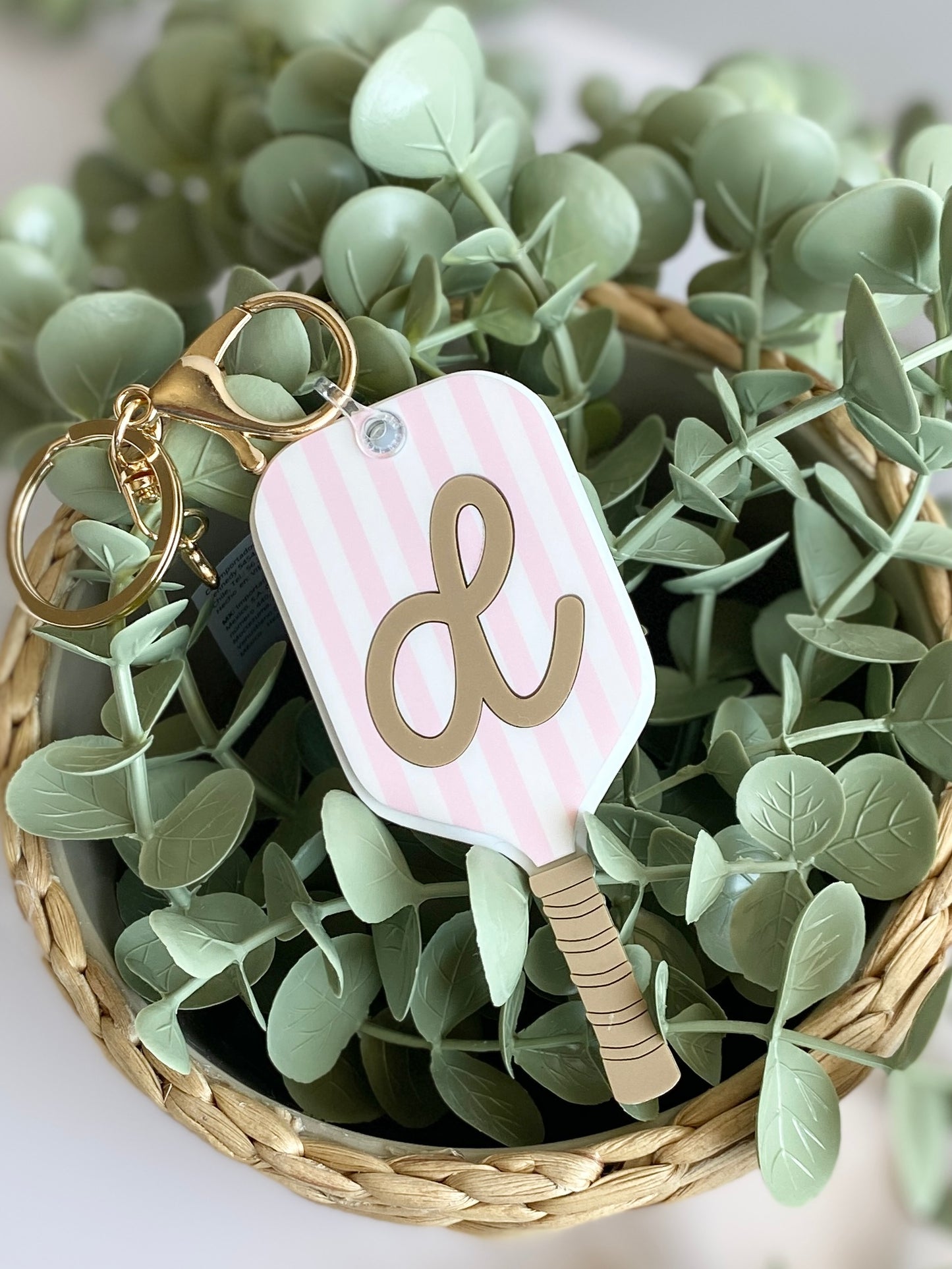 Personalized Pickleball Bag Charm | Custom Initial Keychain | Cute Pickleball Gift for Girls, Teams & Players