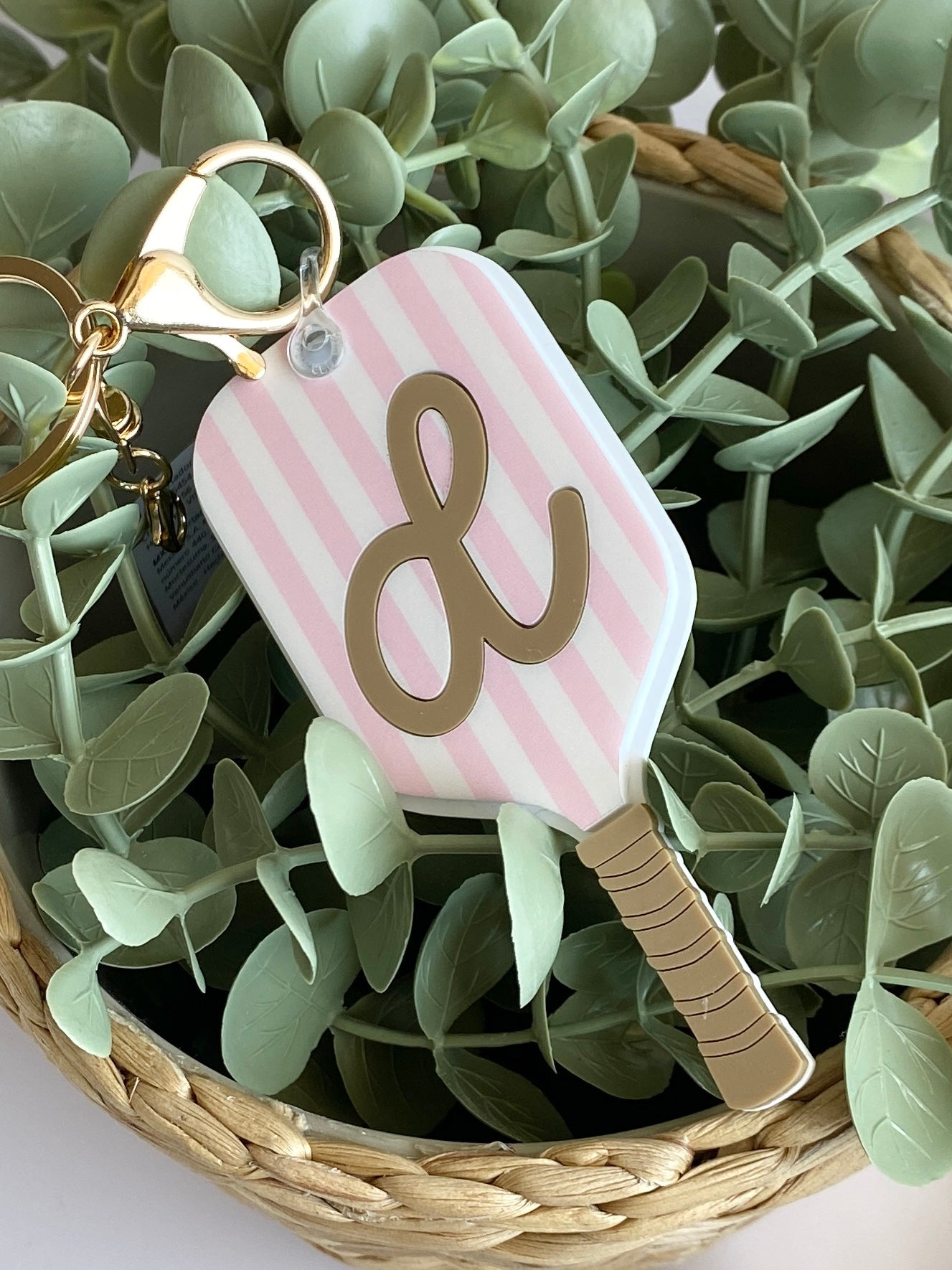 Personalized Pickleball Bag Charm | Custom Initial Keychain | Cute Pickleball Gift for Girls, Teams & Players