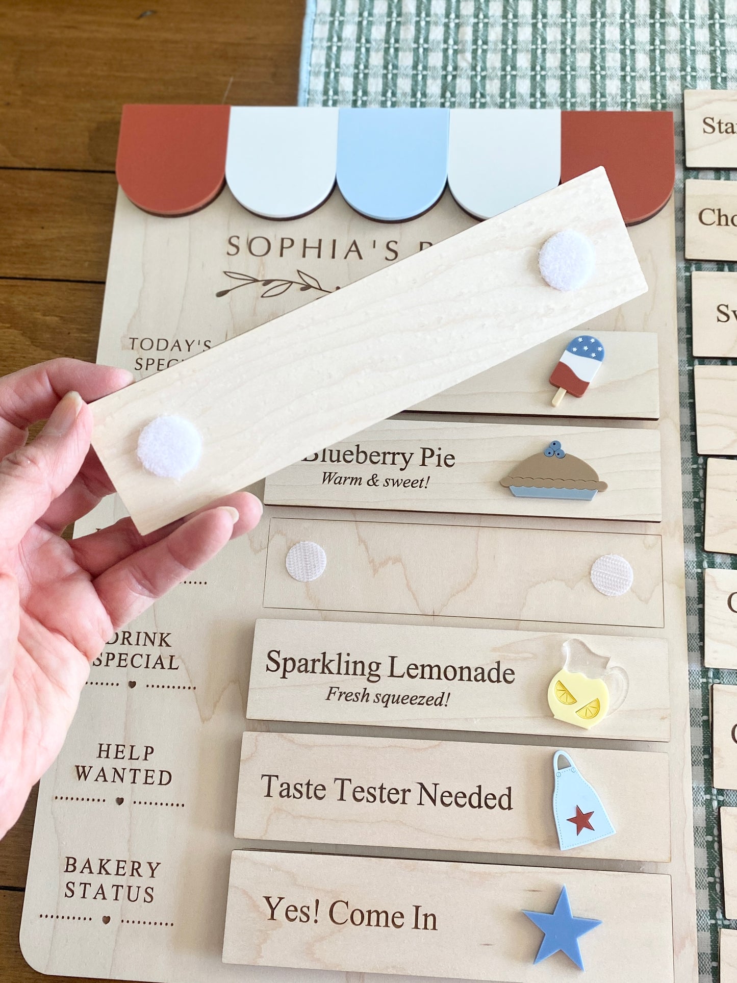 Patriotic Bakery Menu Play Board Expansion Pack  | Interchangeable Bakery Board Add-On | 4th of July Pretend Play Collection