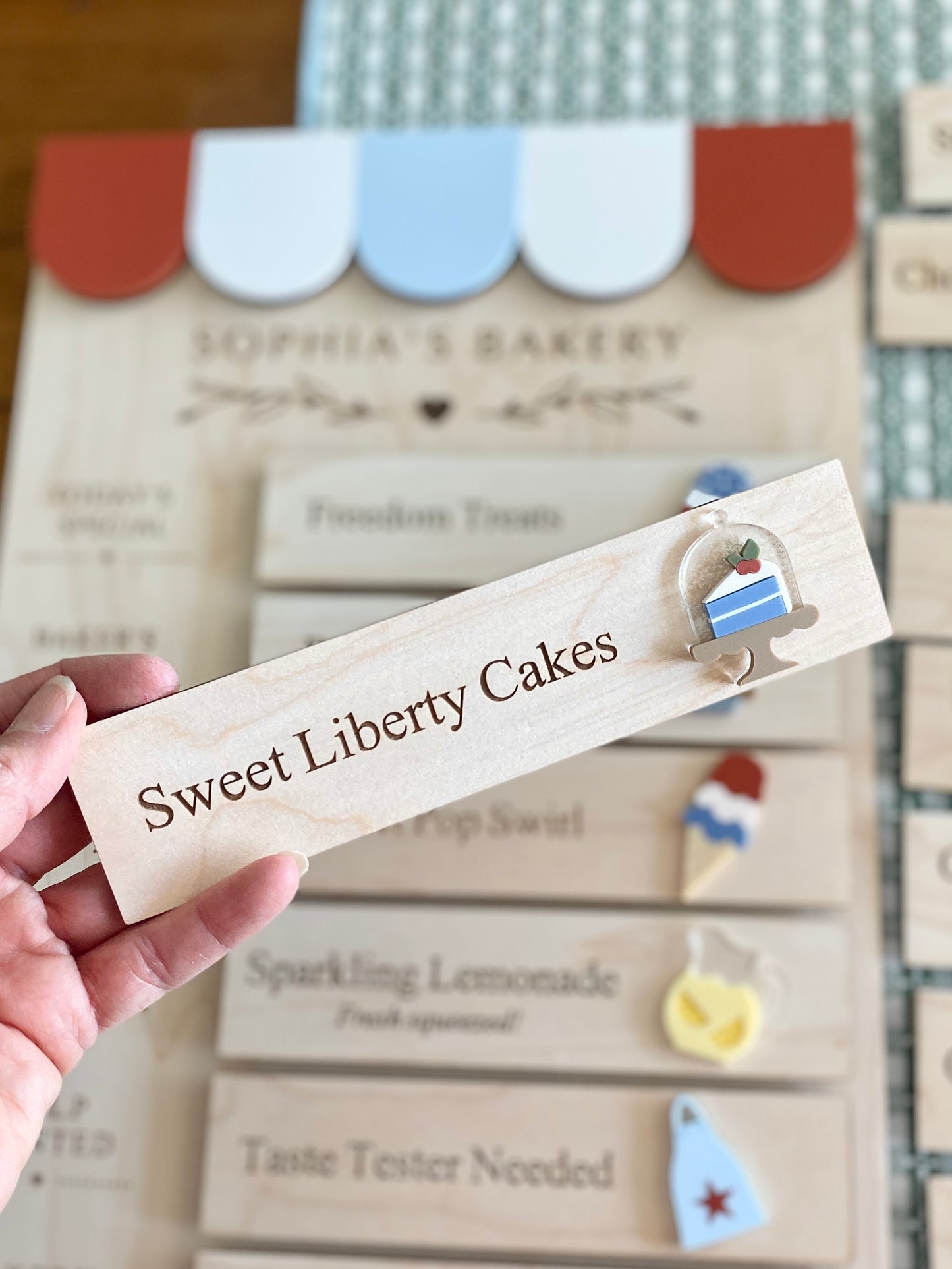 Patriotic Bakery Menu Play Board Expansion Pack  | Interchangeable Bakery Board Add-On | 4th of July Pretend Play Collection