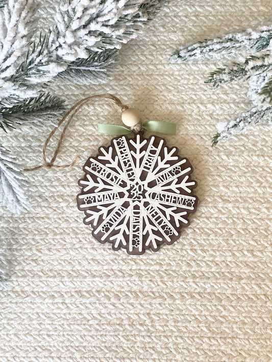 Family Names Snowflake Ornament