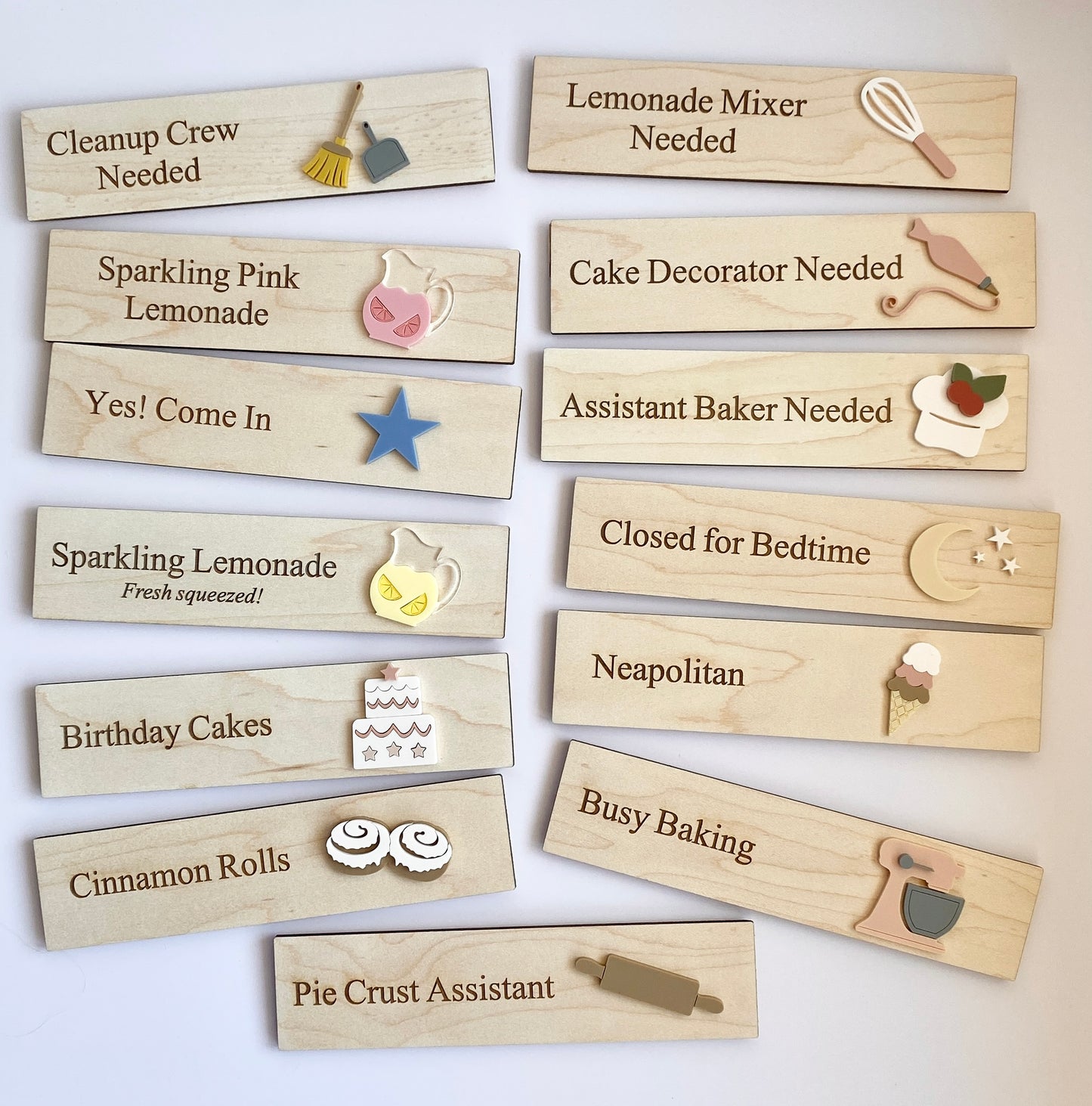 Interchangeable Bakery Play Menu Board - Starter Set| Pretend Play Bakery | Play Kitchen Decor | Personalized Playroom Sign | Montessori Inspired