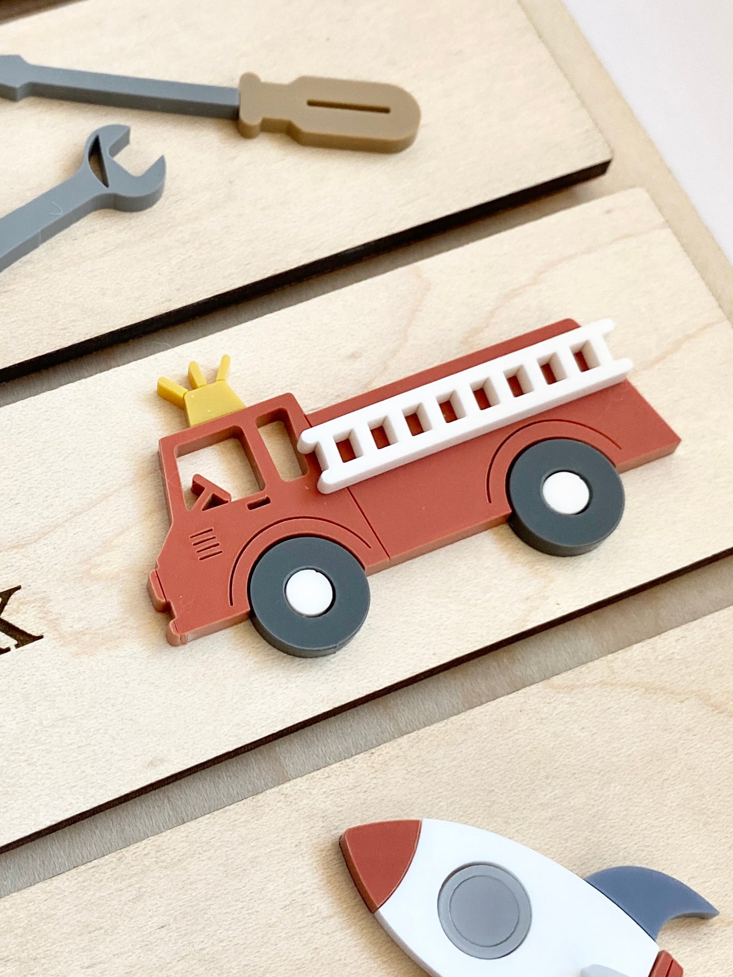 Workshop Play Board | Montessori Inspired | Construction Playroom Decor | Interchangeable Activity Board |  Pretend Play Workshop