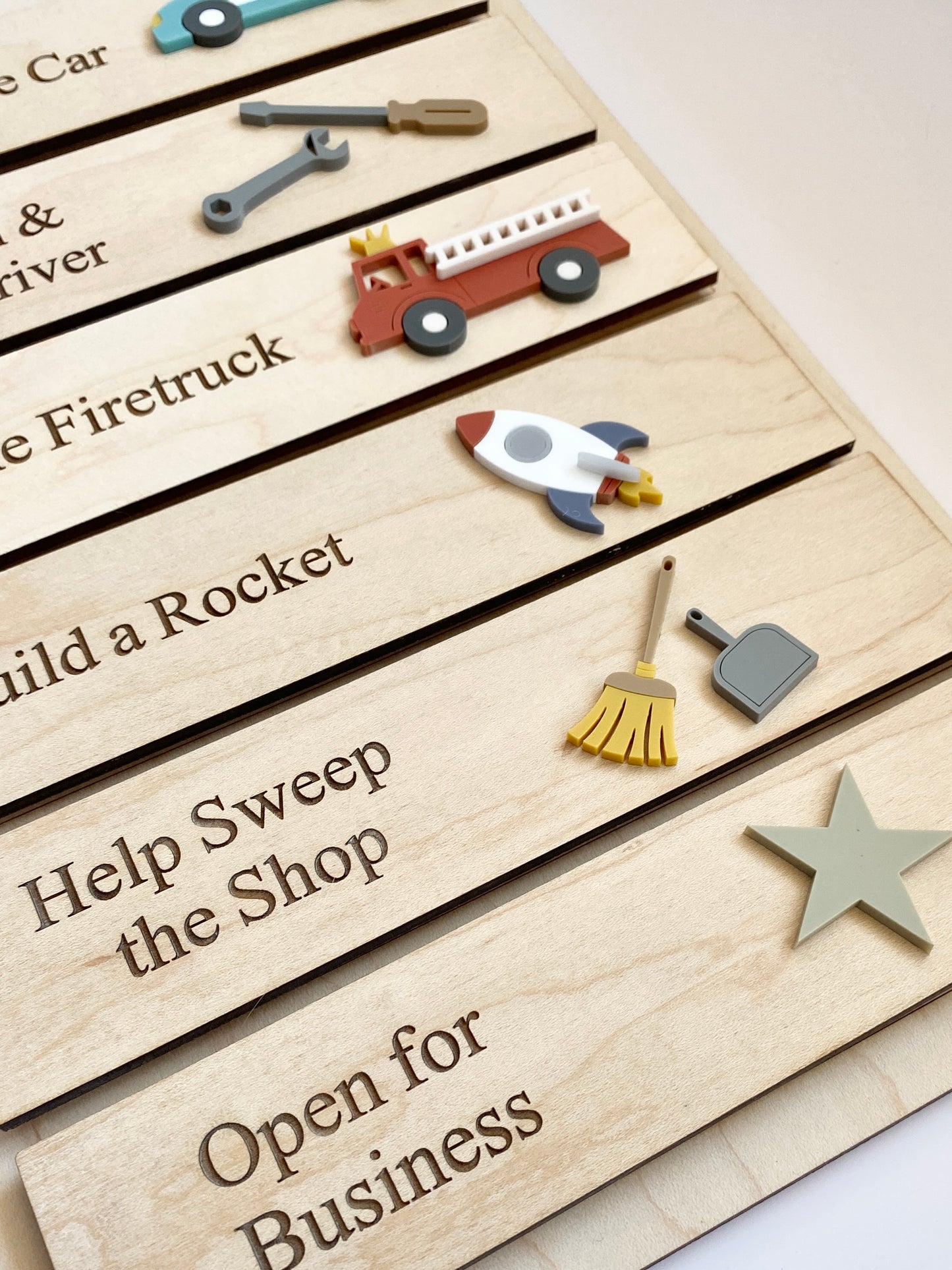 Workshop Play Board | Montessori Inspired | Construction Playroom Decor | Interchangeable Activity Board |  Pretend Play Workshop
