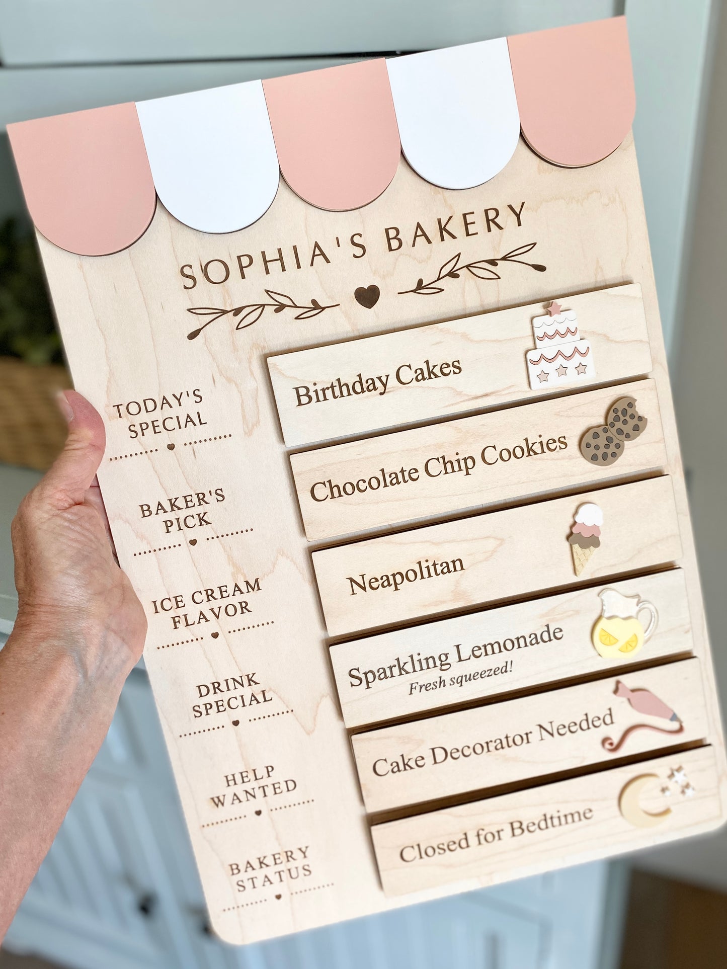 Interchangeable Bakery Play Menu Board - Starter Set| Pretend Play Bakery | Play Kitchen Decor | Personalized Playroom Sign | Montessori Inspired