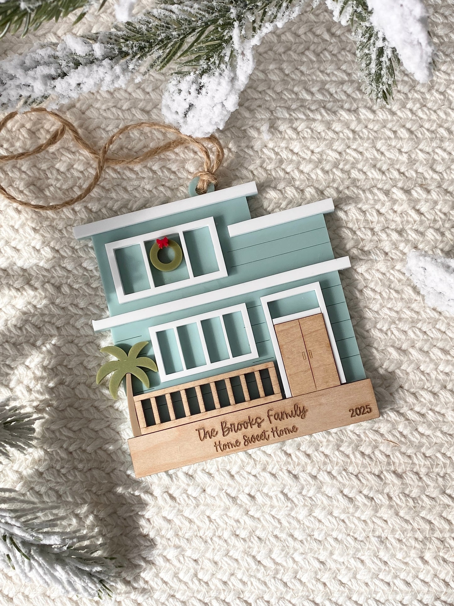 Coastal Christmas Beach House Ornament