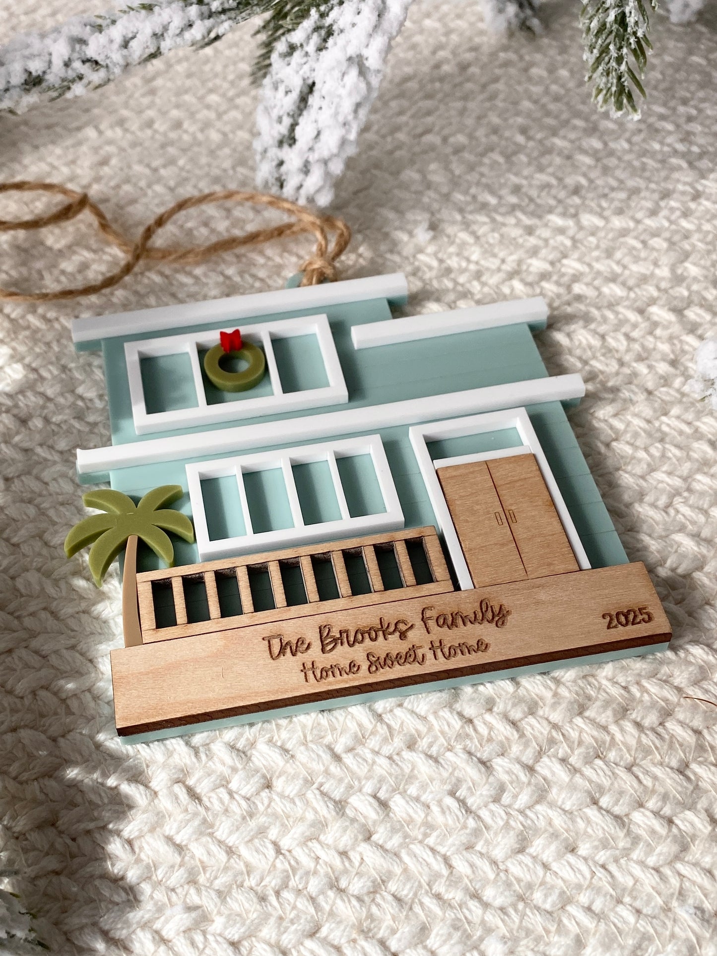 Coastal Christmas Beach House Ornament