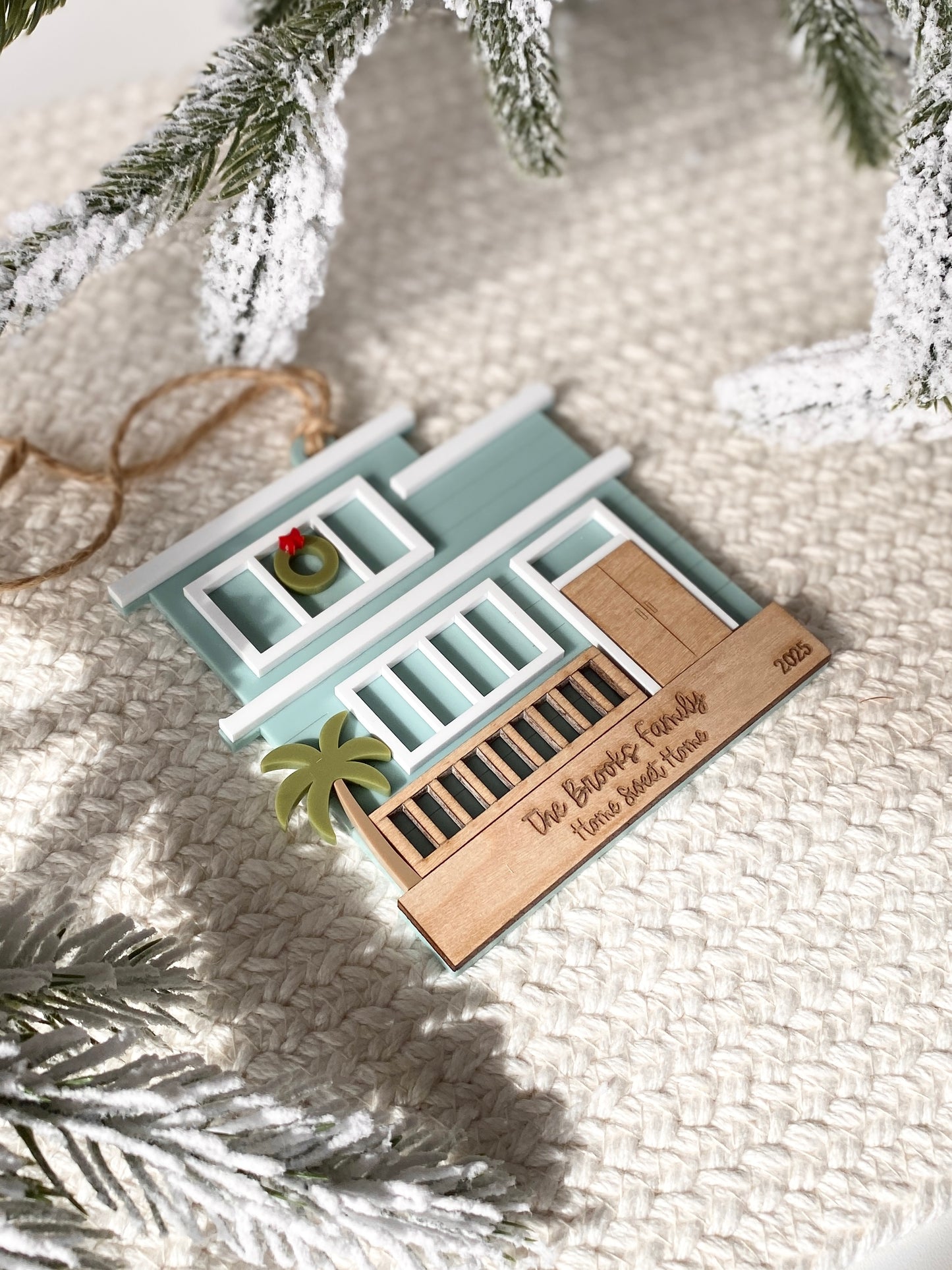 Coastal Christmas Beach House Ornament