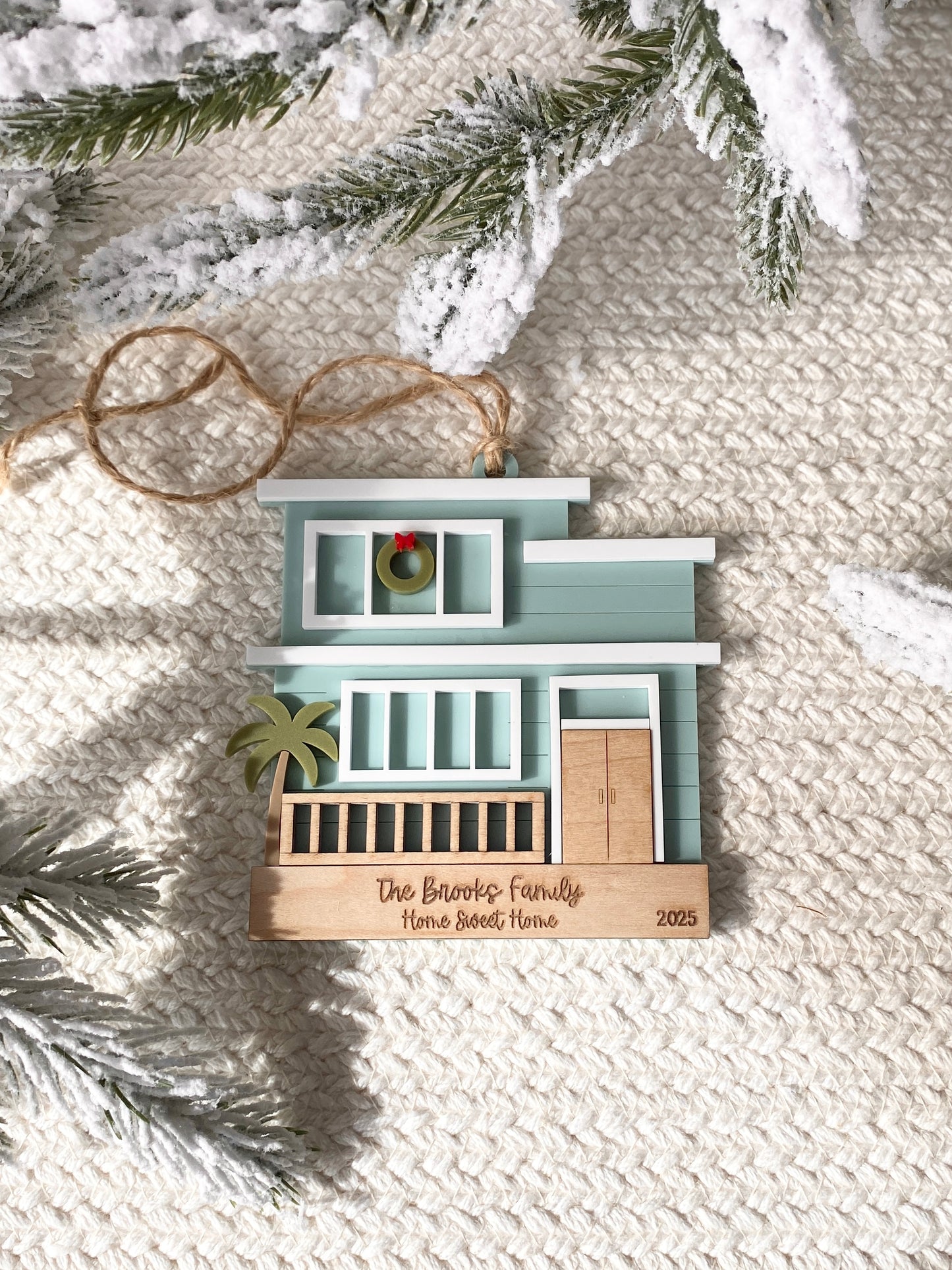 Coastal Christmas Beach House Ornament