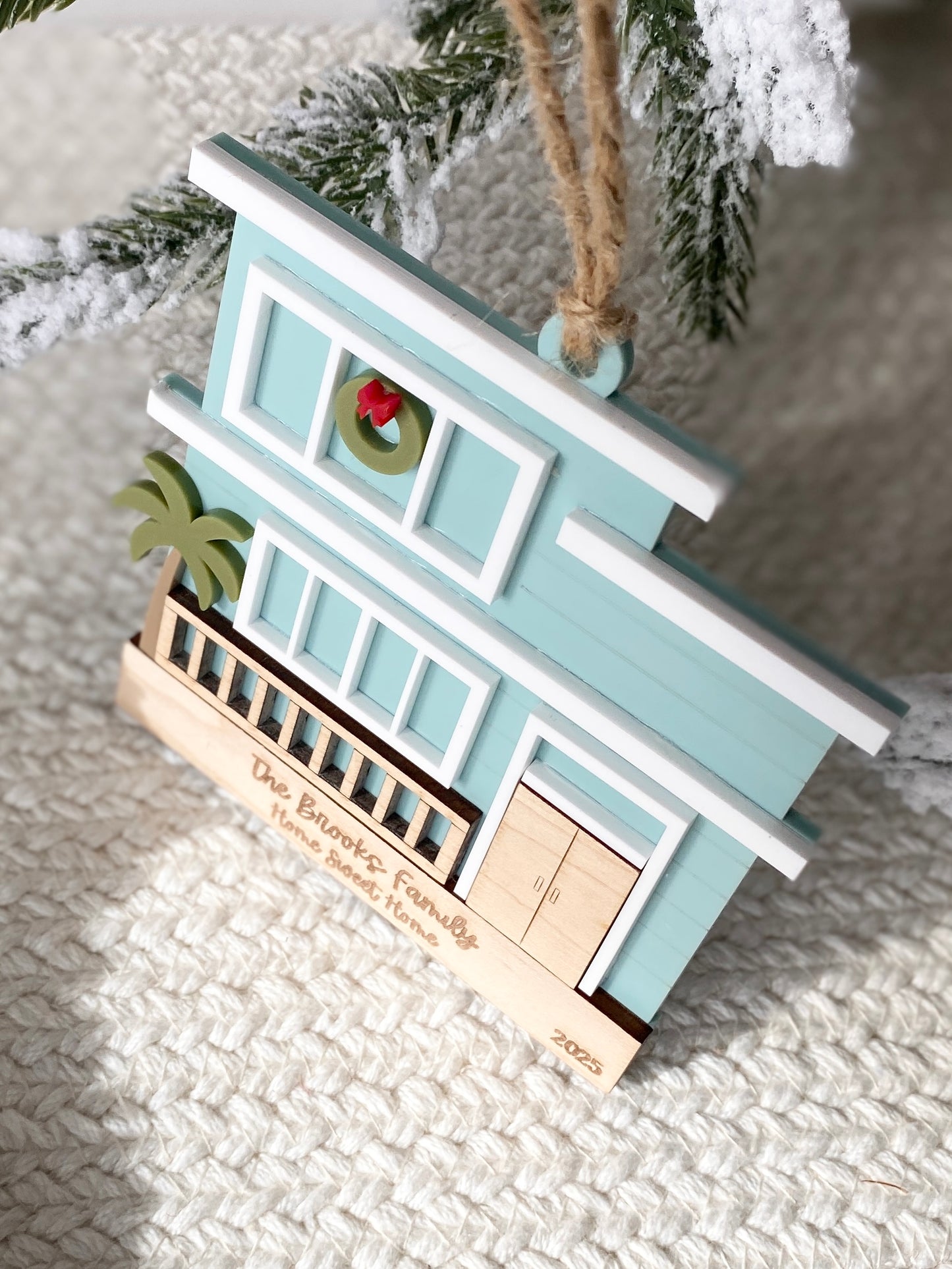 Coastal Christmas Beach House Ornament