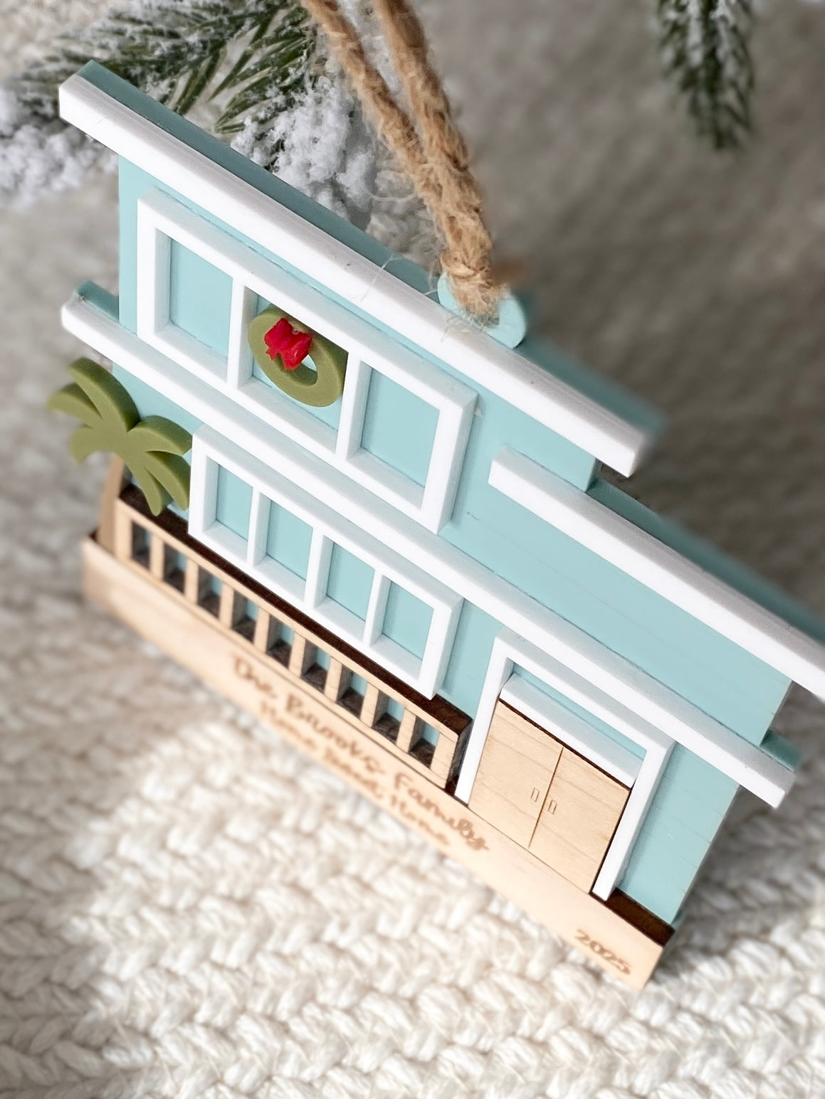 Coastal Christmas Beach House Ornament