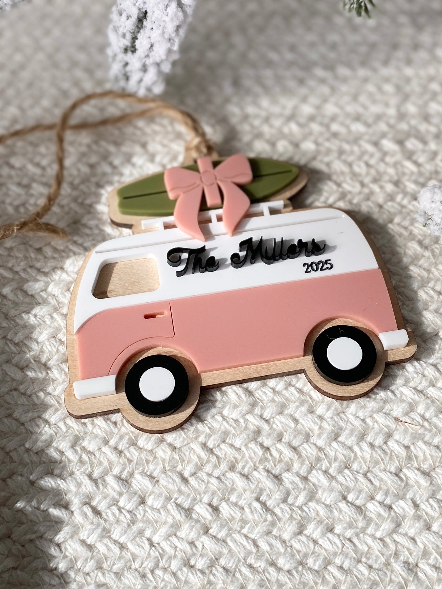 Surf's Up for Christmas Camper Van Ornament