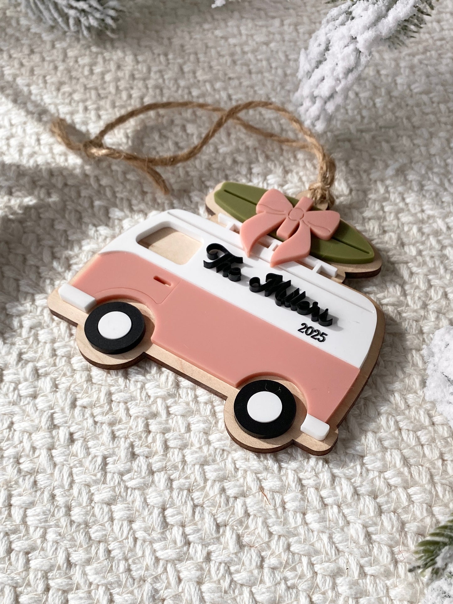 Surf's Up for Christmas Camper Van Ornament