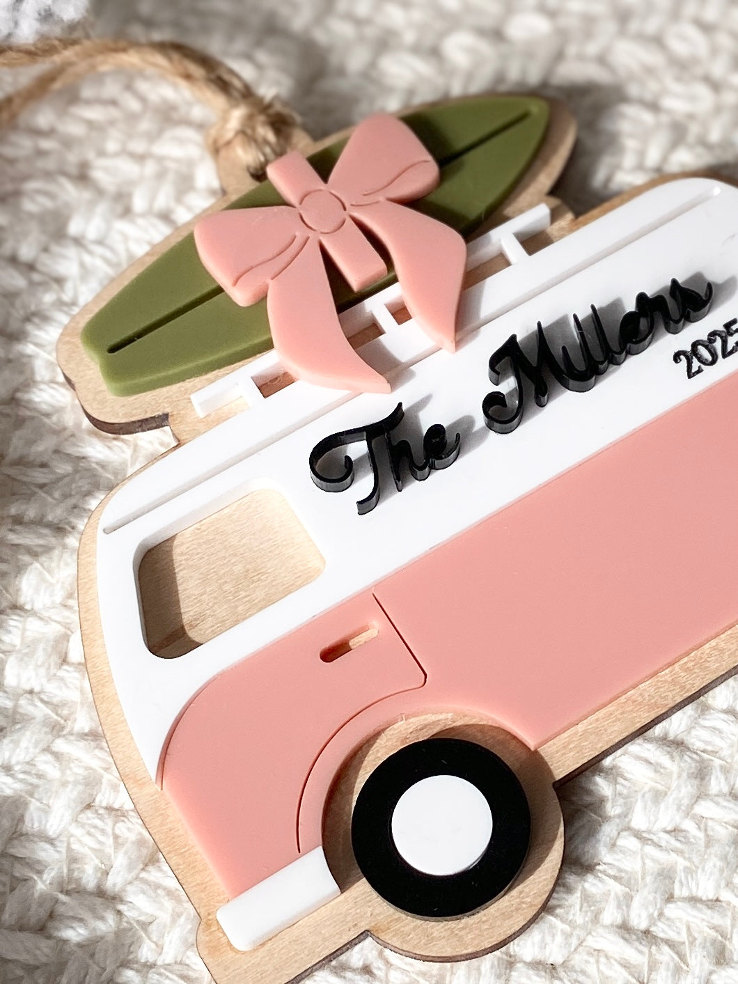 Surf's Up for Christmas Camper Van Ornament
