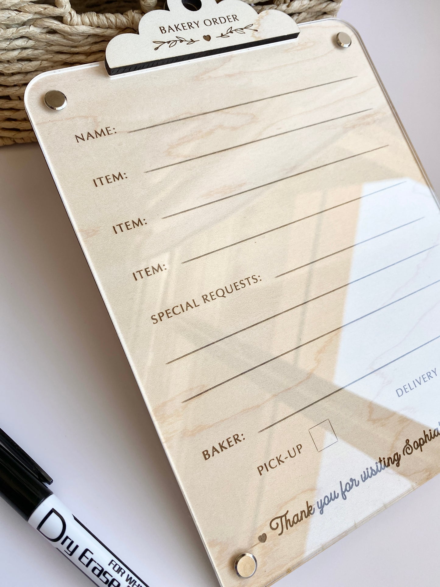 Bakery Order Pad for Kids | Pretend Play Bakery Accessory | Dry Erase Bakery Order Form | Play Kitchen Toy | Personalized Bakery Gift