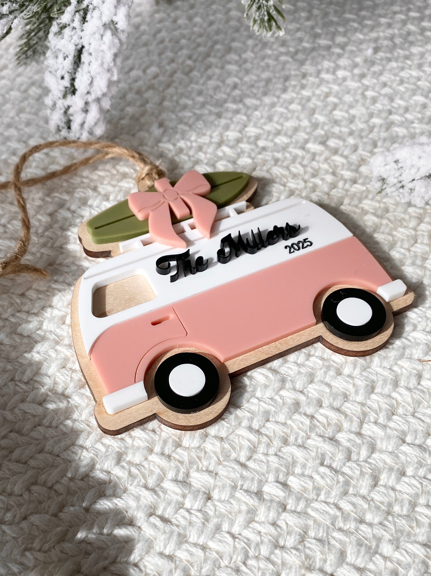 Surf's Up for Christmas Camper Van Ornament