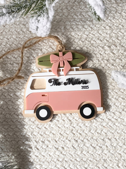 Surf's Up for Christmas Camper Van Ornament