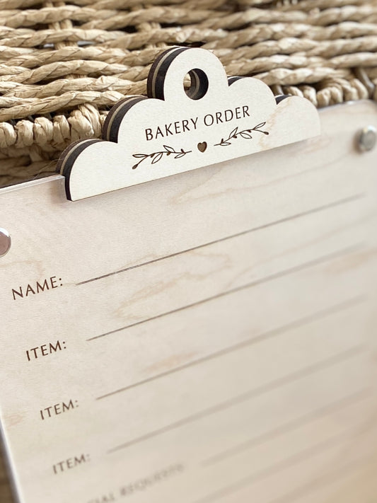Bakery Order Pad for Kids | Pretend Play Bakery Accessory | Dry Erase Bakery Order Form | Play Kitchen Toy | Personalized Bakery Gift