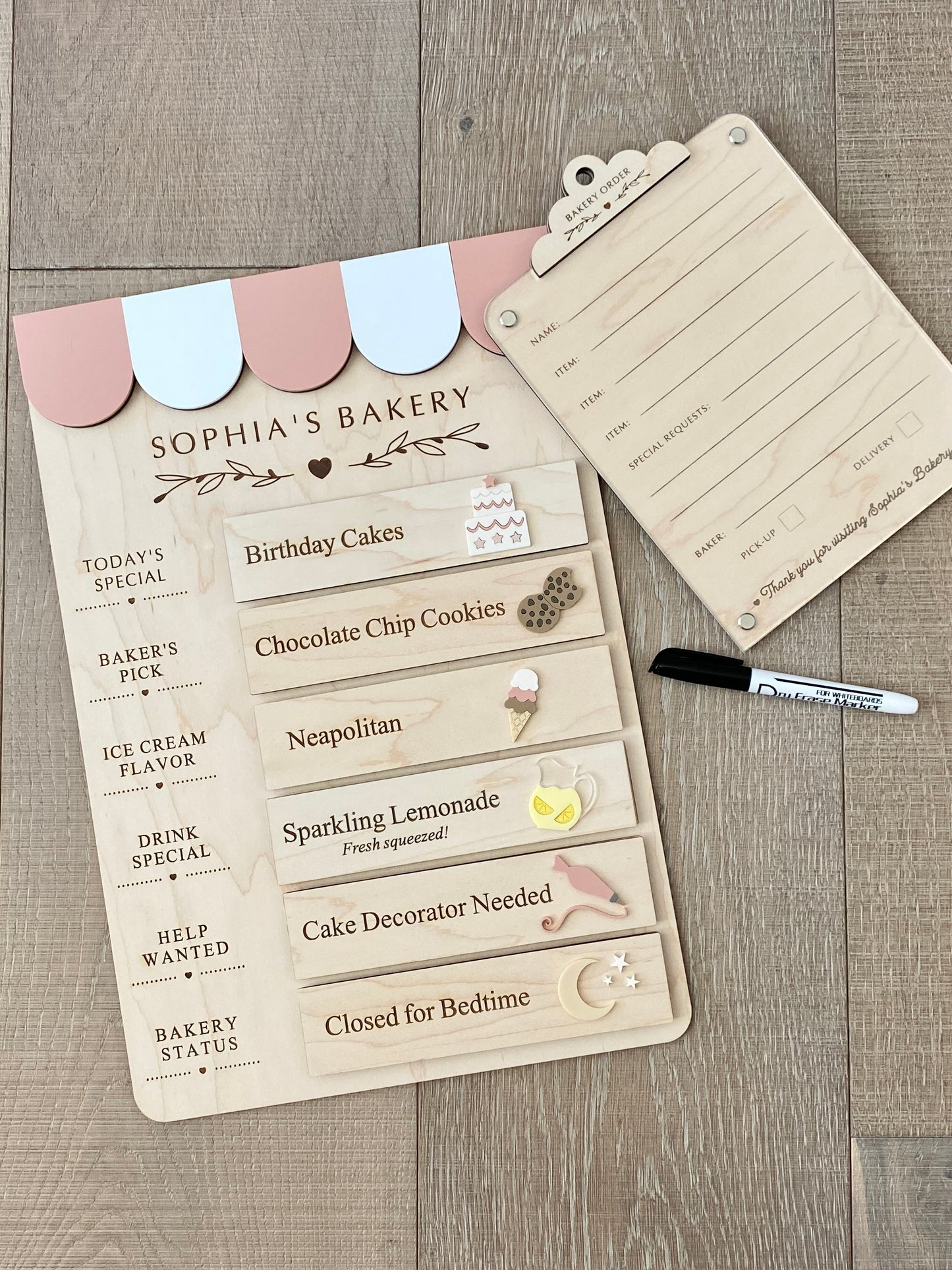 Bakery Order Pad for Kids | Pretend Play Bakery Accessory | Dry Erase Bakery Order Form | Play Kitchen Toy | Personalized Bakery Gift