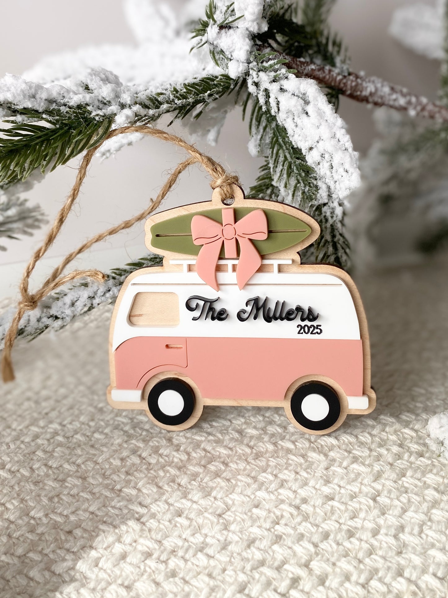 Surf's Up for Christmas Camper Van Ornament