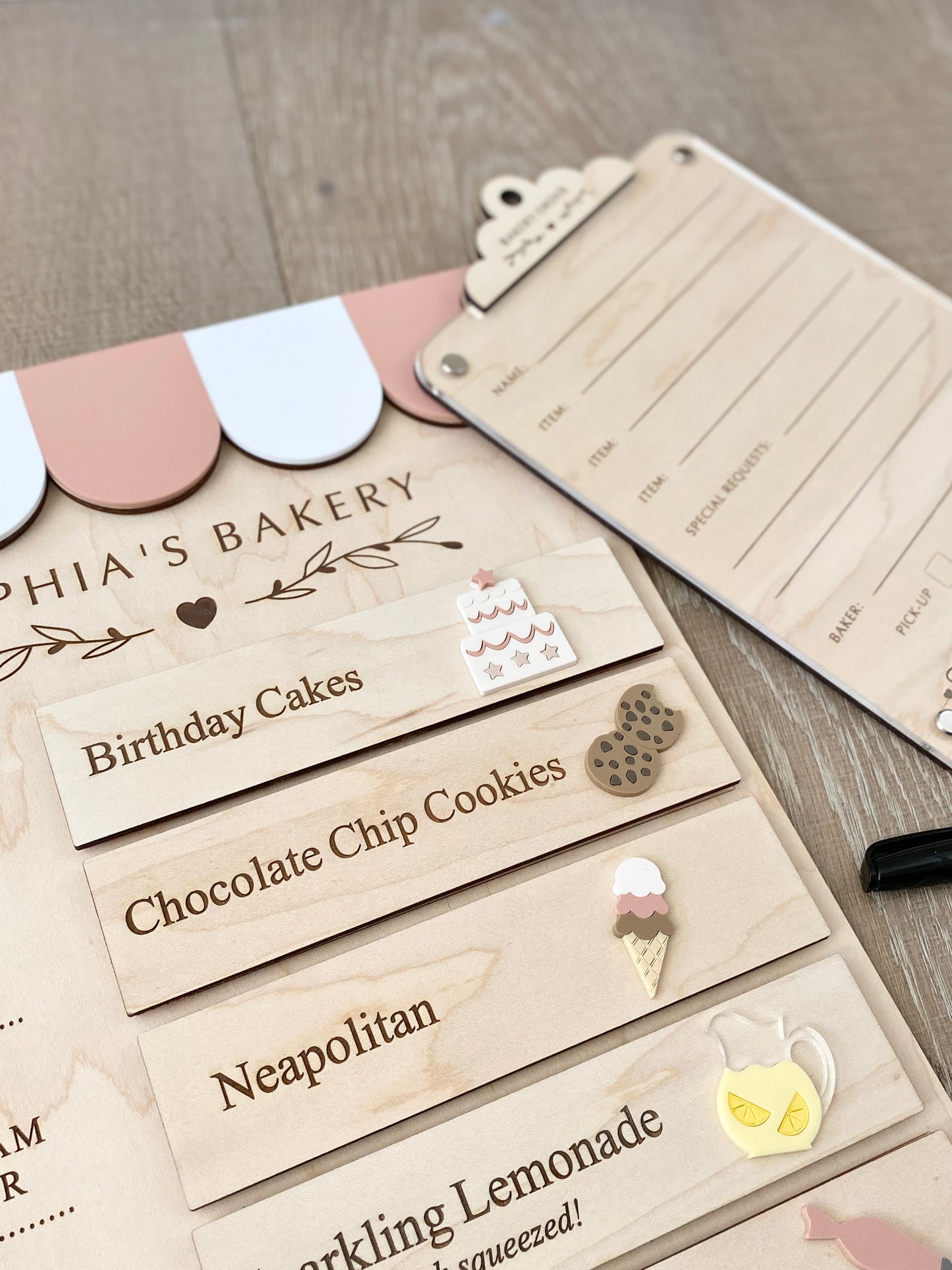 Bakery Order Pad for Kids | Pretend Play Bakery Accessory | Dry Erase Bakery Order Form | Play Kitchen Toy | Personalized Bakery Gift