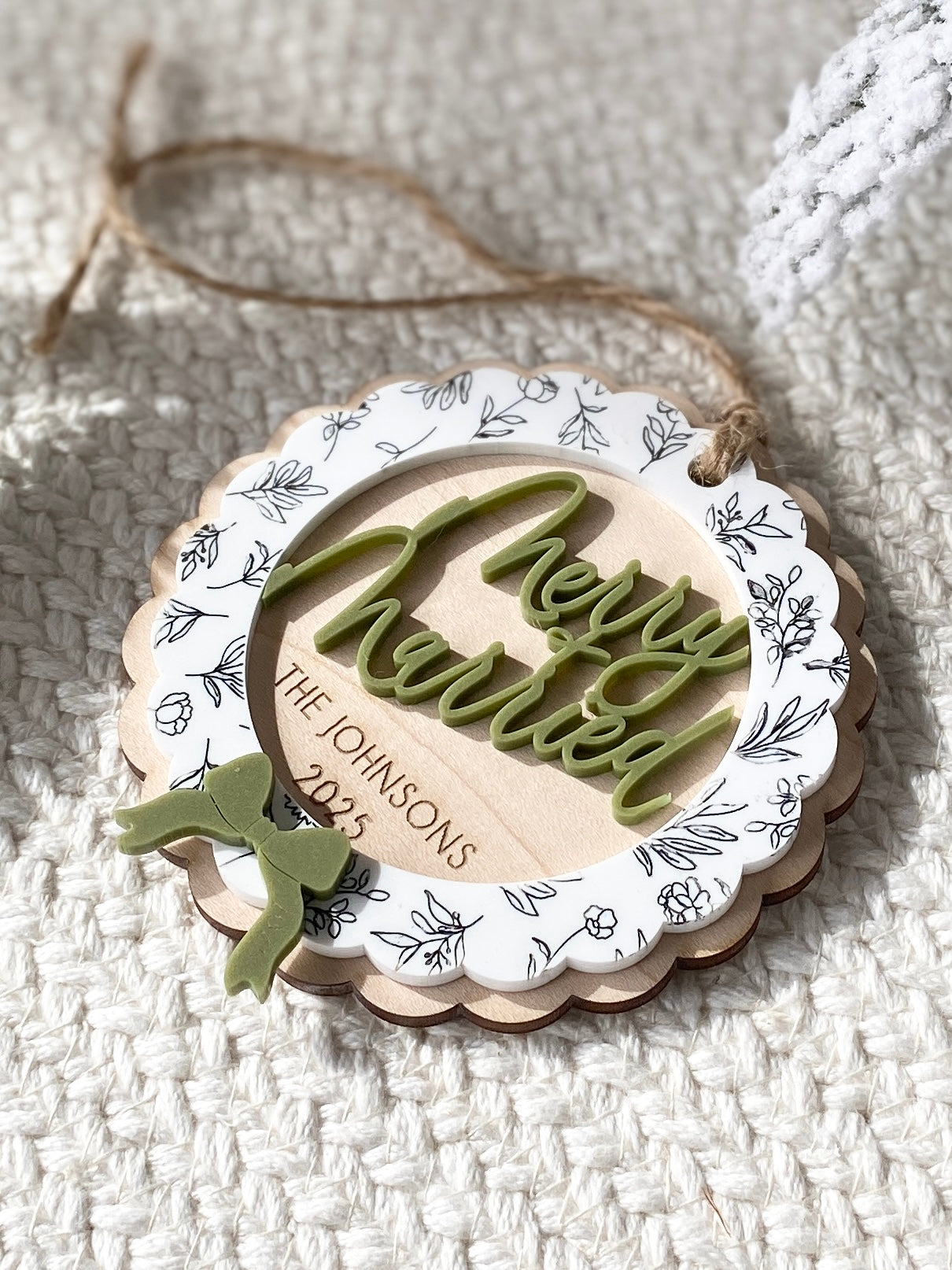Merry & Married Floral Wreath Ornament