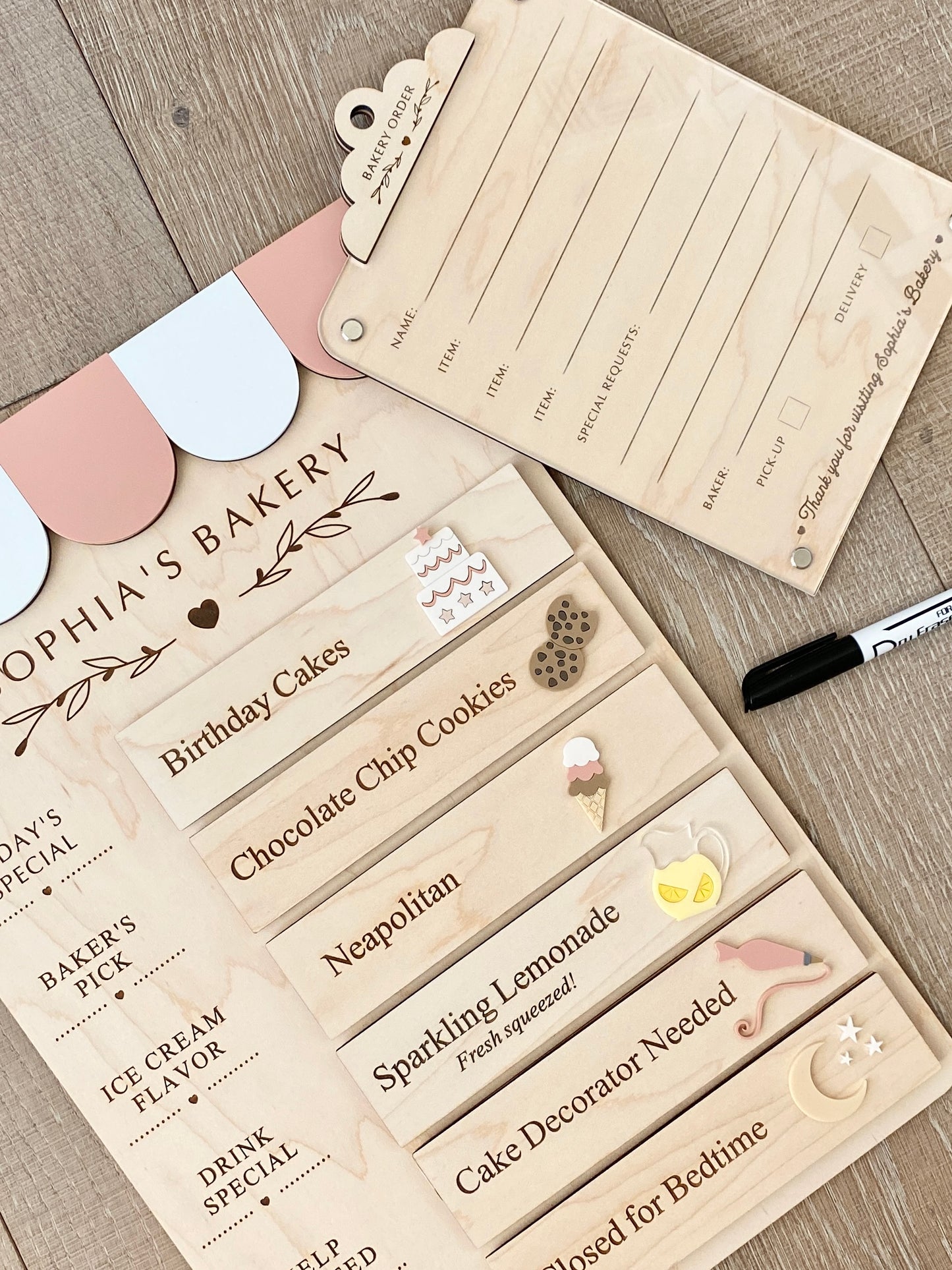 Bakery Order Pad for Kids | Pretend Play Bakery Accessory | Dry Erase Bakery Order Form | Play Kitchen Toy | Personalized Bakery Gift