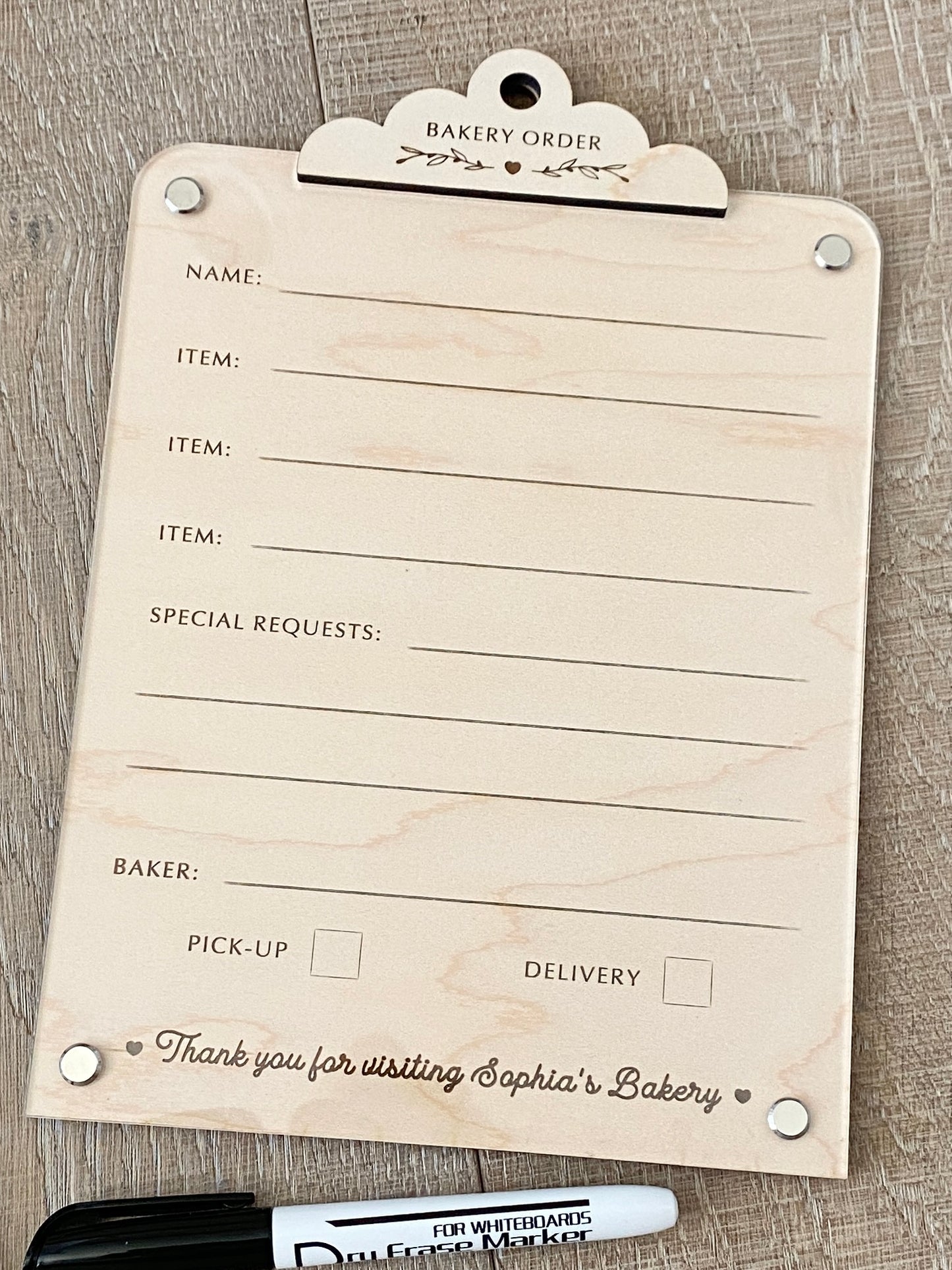Bakery Order Pad for Kids | Pretend Play Bakery Accessory | Dry Erase Bakery Order Form | Play Kitchen Toy | Personalized Bakery Gift