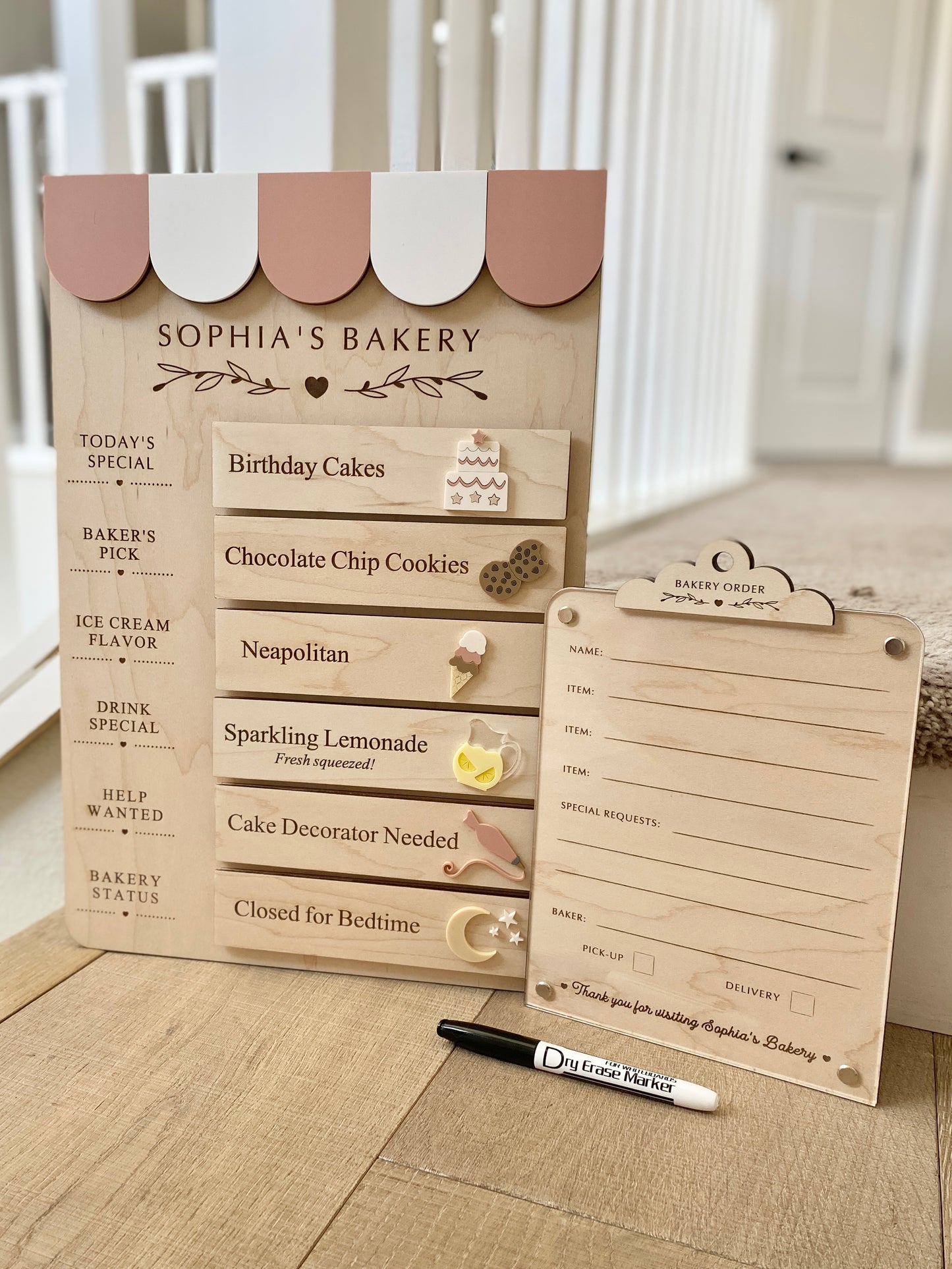 Bakery Order Pad for Kids | Pretend Play Bakery Accessory | Dry Erase Bakery Order Form | Play Kitchen Toy | Personalized Bakery Gift
