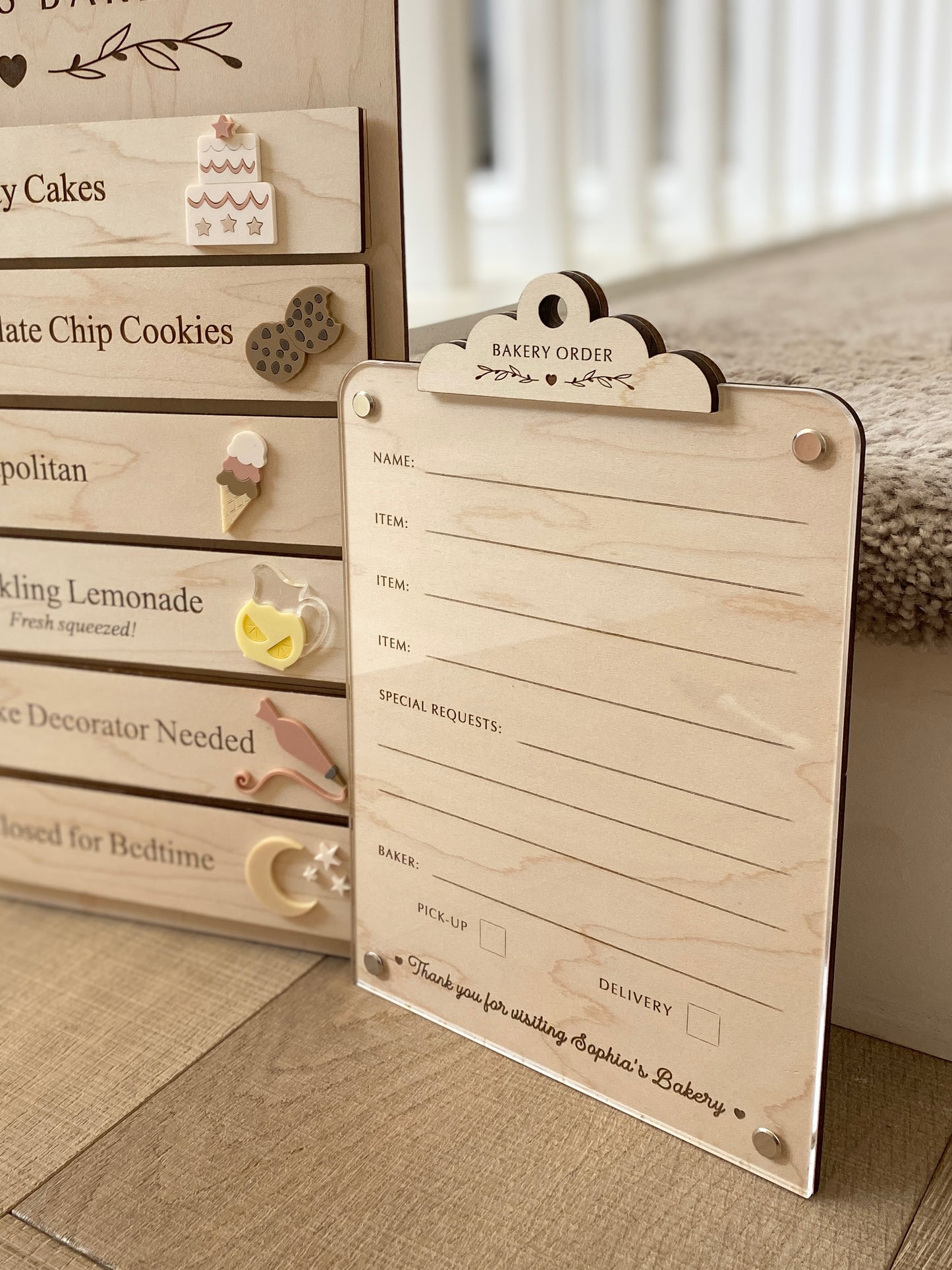 Bakery Order Pad for Kids | Pretend Play Bakery Accessory | Dry Erase Bakery Order Form | Play Kitchen Toy | Personalized Bakery Gift