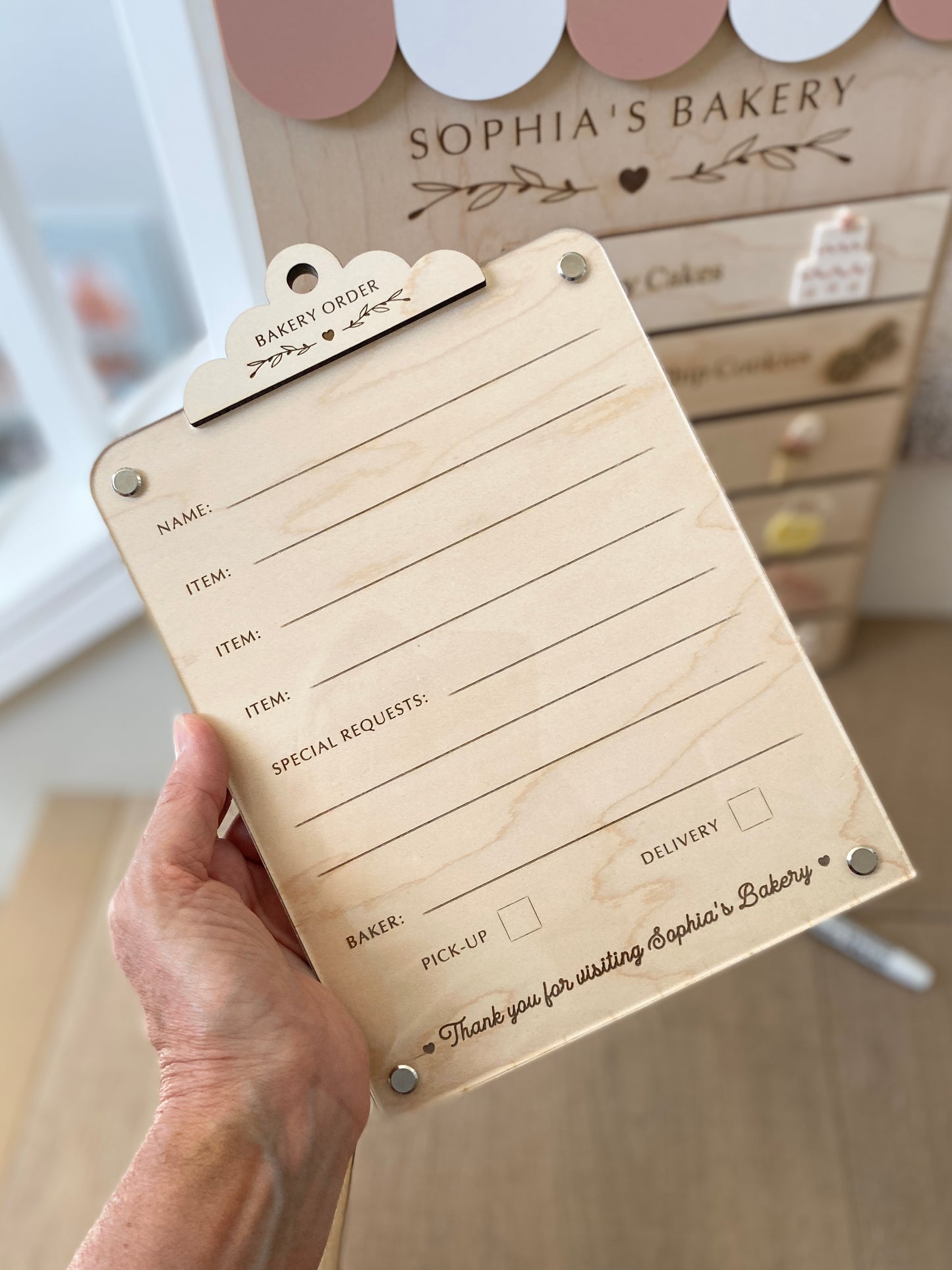 Bakery Order Pad for Kids | Pretend Play Bakery Accessory | Dry Erase Bakery Order Form | Play Kitchen Toy | Personalized Bakery Gift