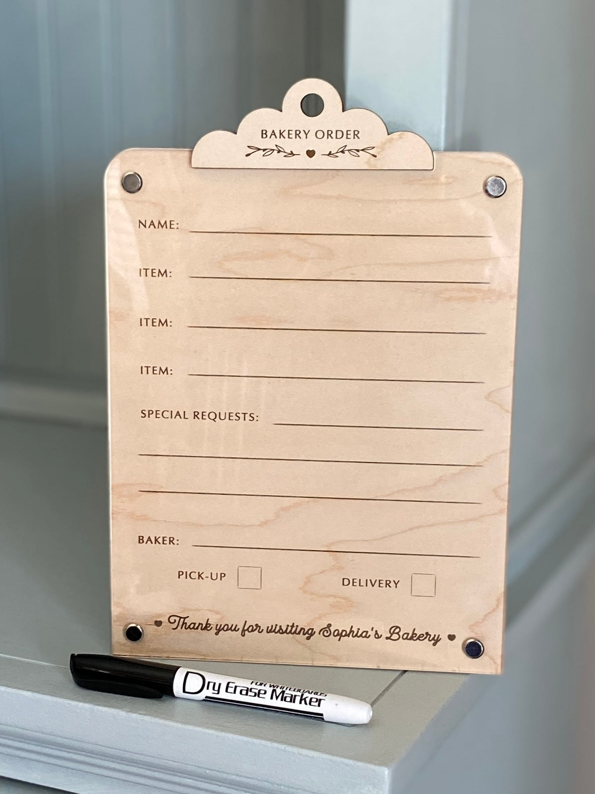 Bakery Order Pad for Kids | Pretend Play Bakery Accessory | Dry Erase Bakery Order Form | Play Kitchen Toy | Personalized Bakery Gift