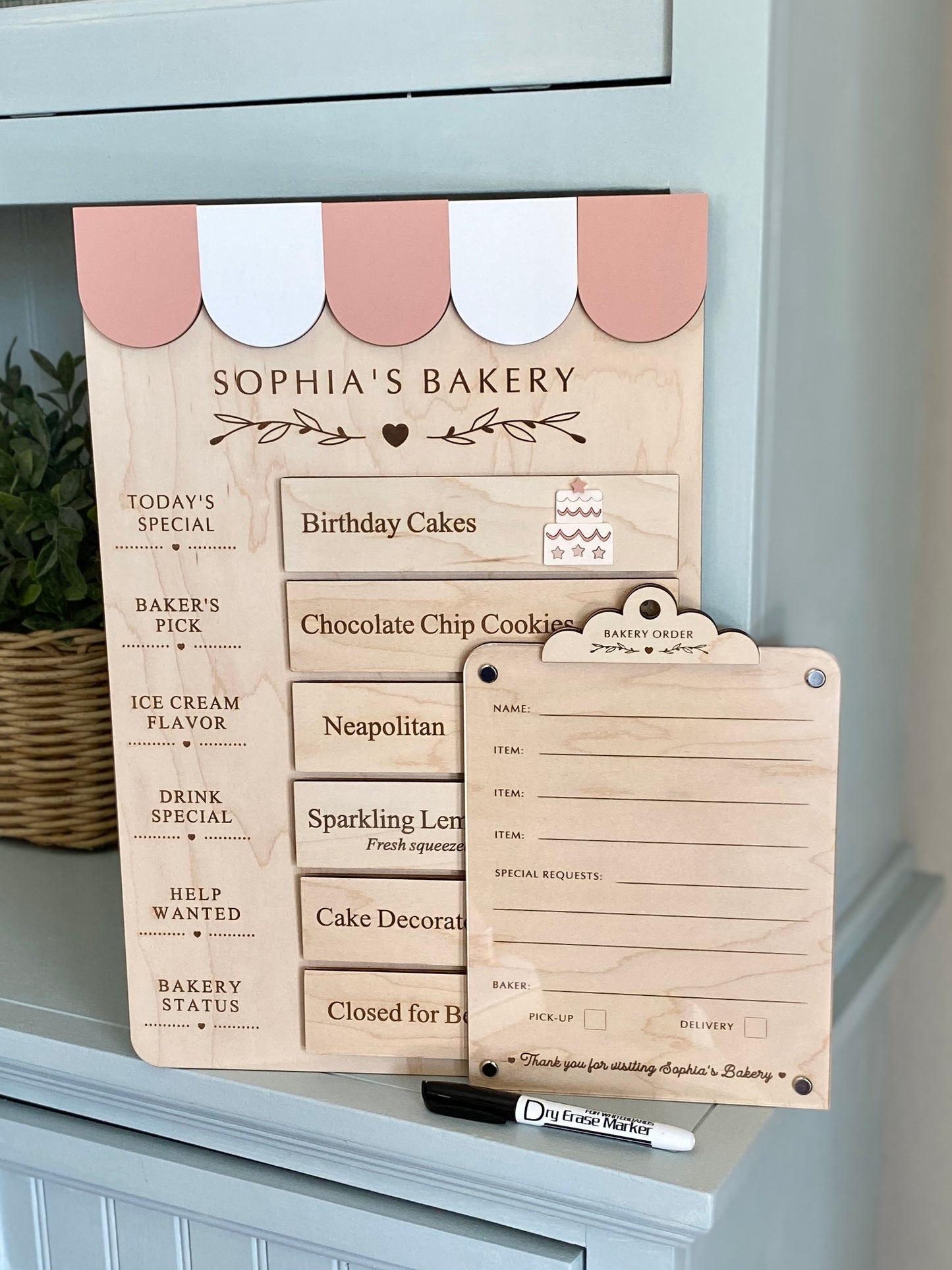 Bakery Order Pad for Kids | Pretend Play Bakery Accessory | Dry Erase Bakery Order Form | Play Kitchen Toy | Personalized Bakery Gift