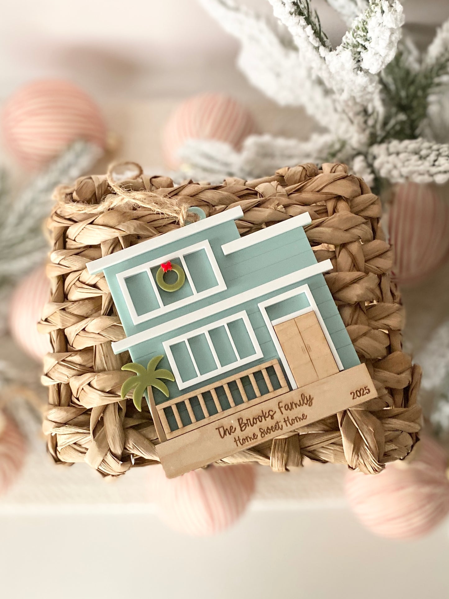 Coastal Christmas Beach House Ornament