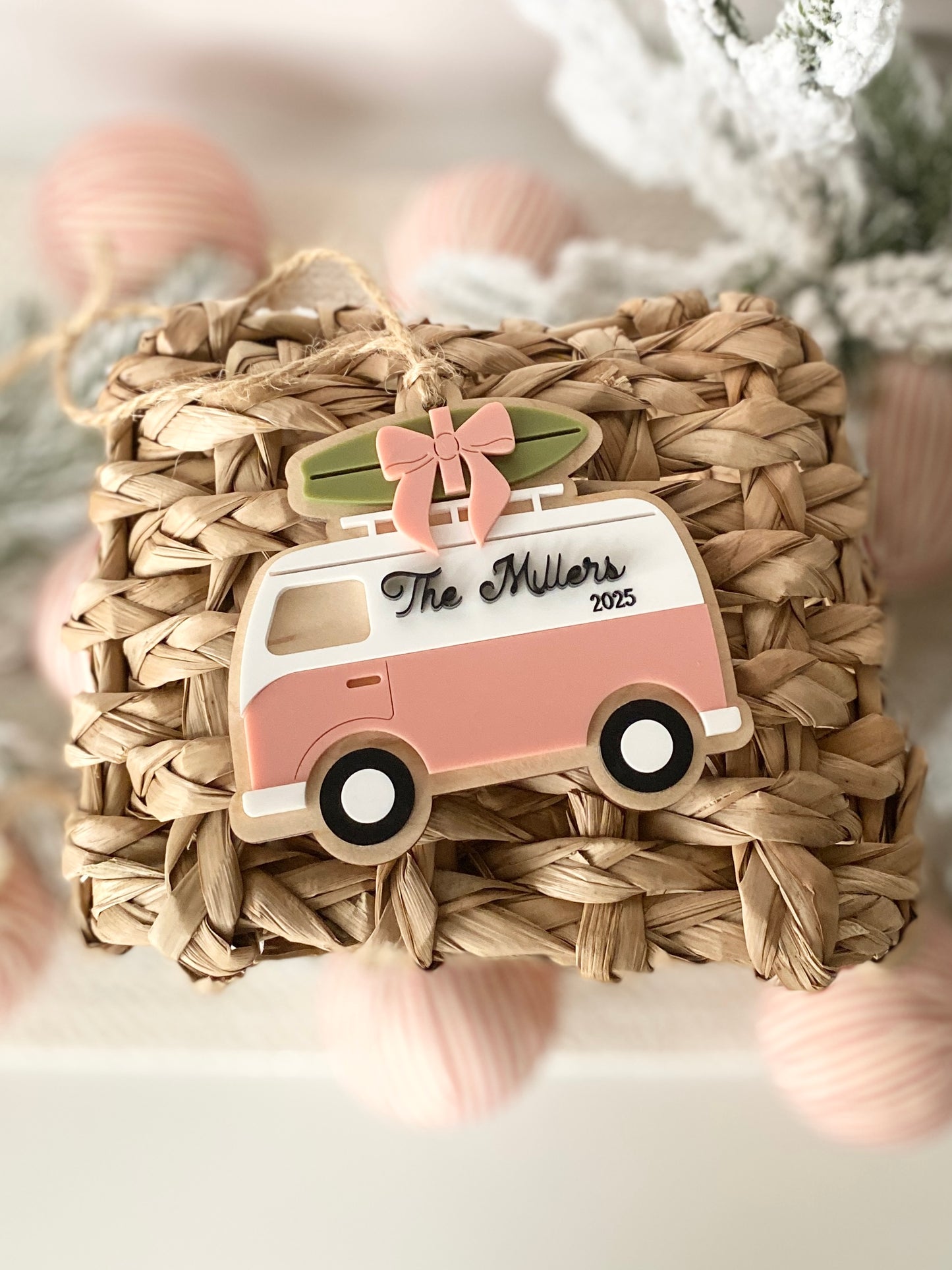 Surf's Up for Christmas Camper Van Ornament