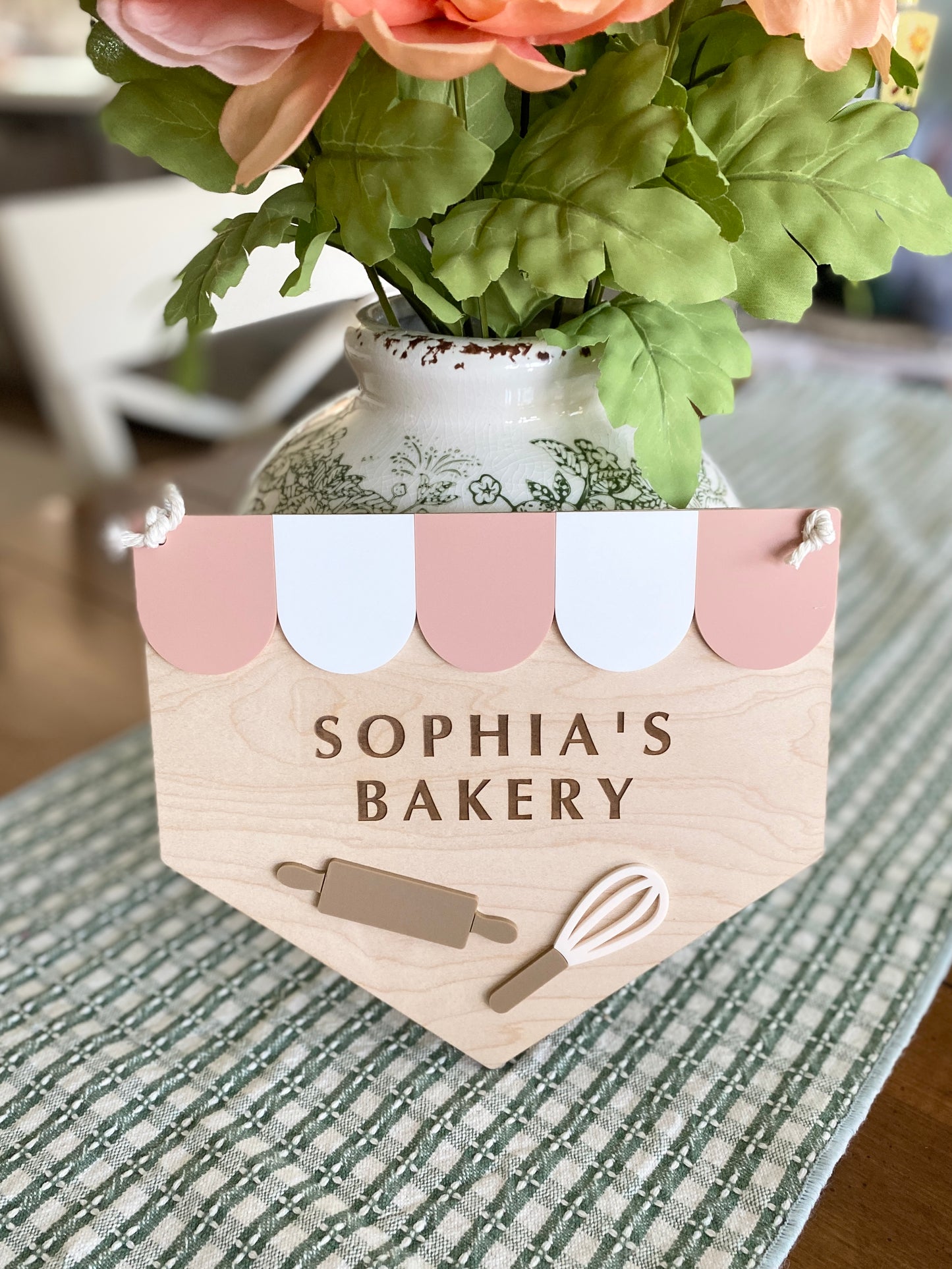 Personalized Kids Bakery Sign | Custom Play Kitchen Sign | Wooden Bakery Name Sign | Playroom Decor | Montessori Pretend Play Gift