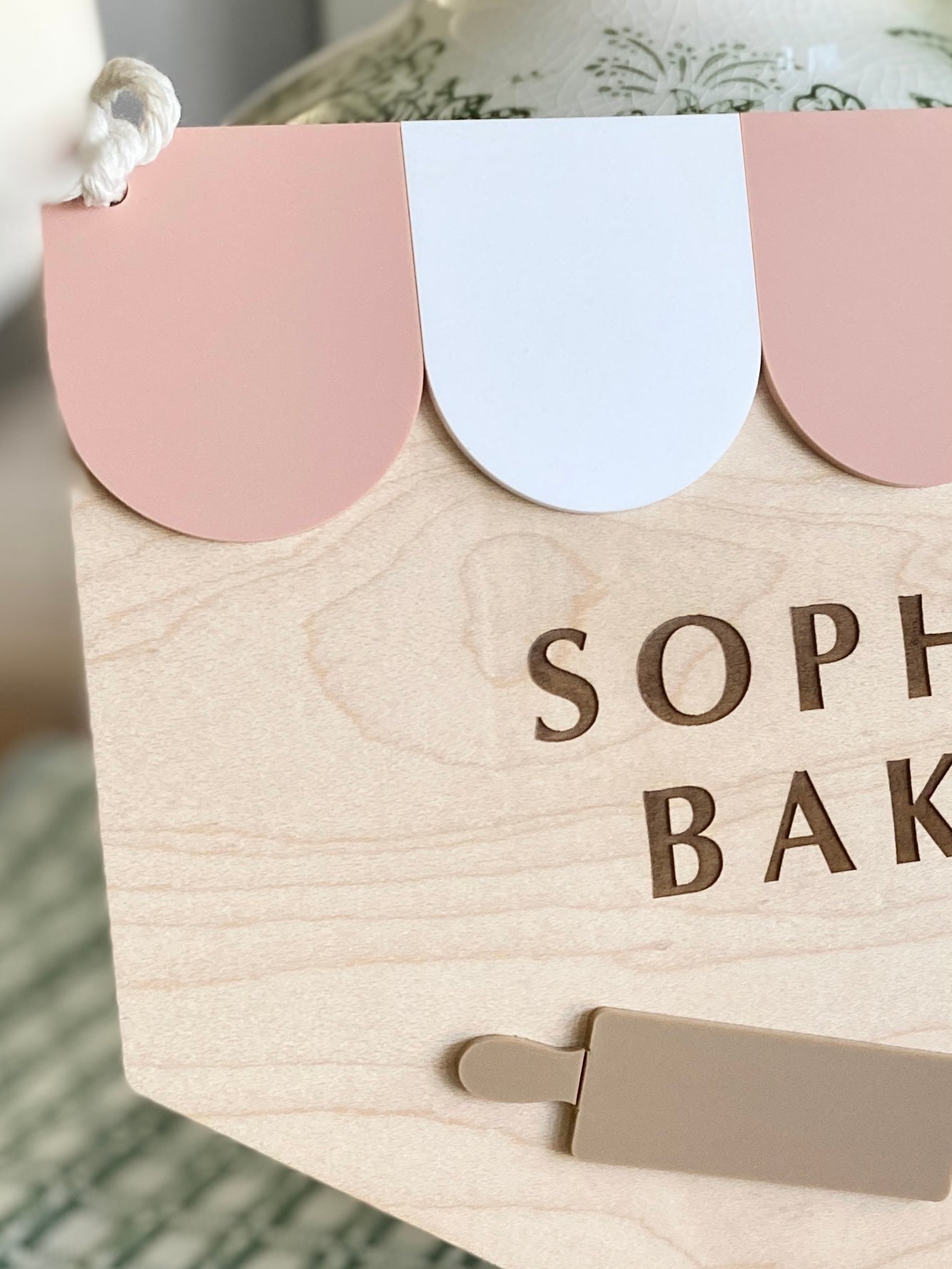 Personalized Kids Bakery Sign | Custom Play Kitchen Sign | Wooden Bakery Name Sign | Playroom Decor | Montessori Pretend Play Gift