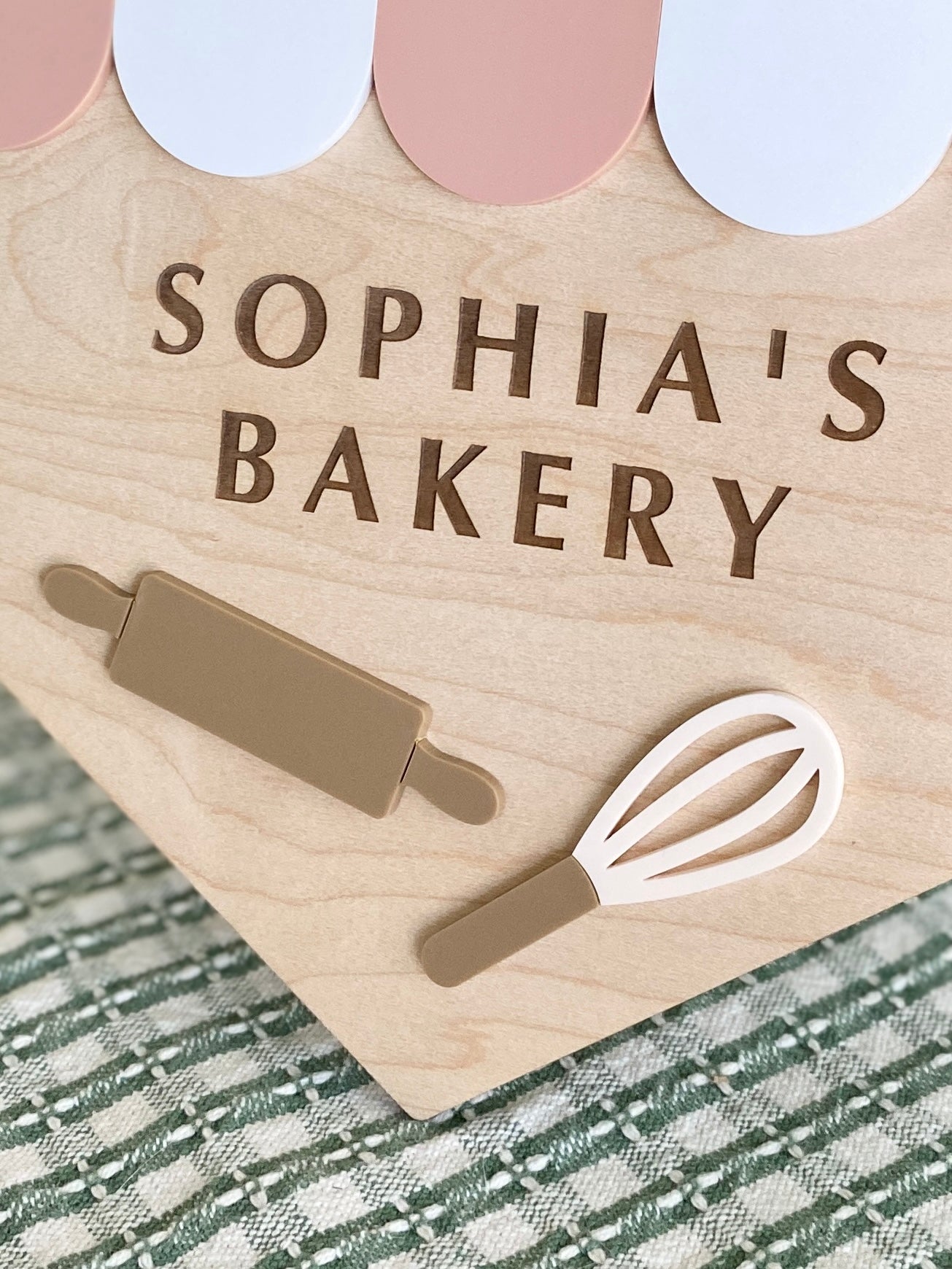 Personalized Kids Bakery Sign | Custom Play Kitchen Sign | Wooden Bakery Name Sign | Playroom Decor | Montessori Pretend Play Gift